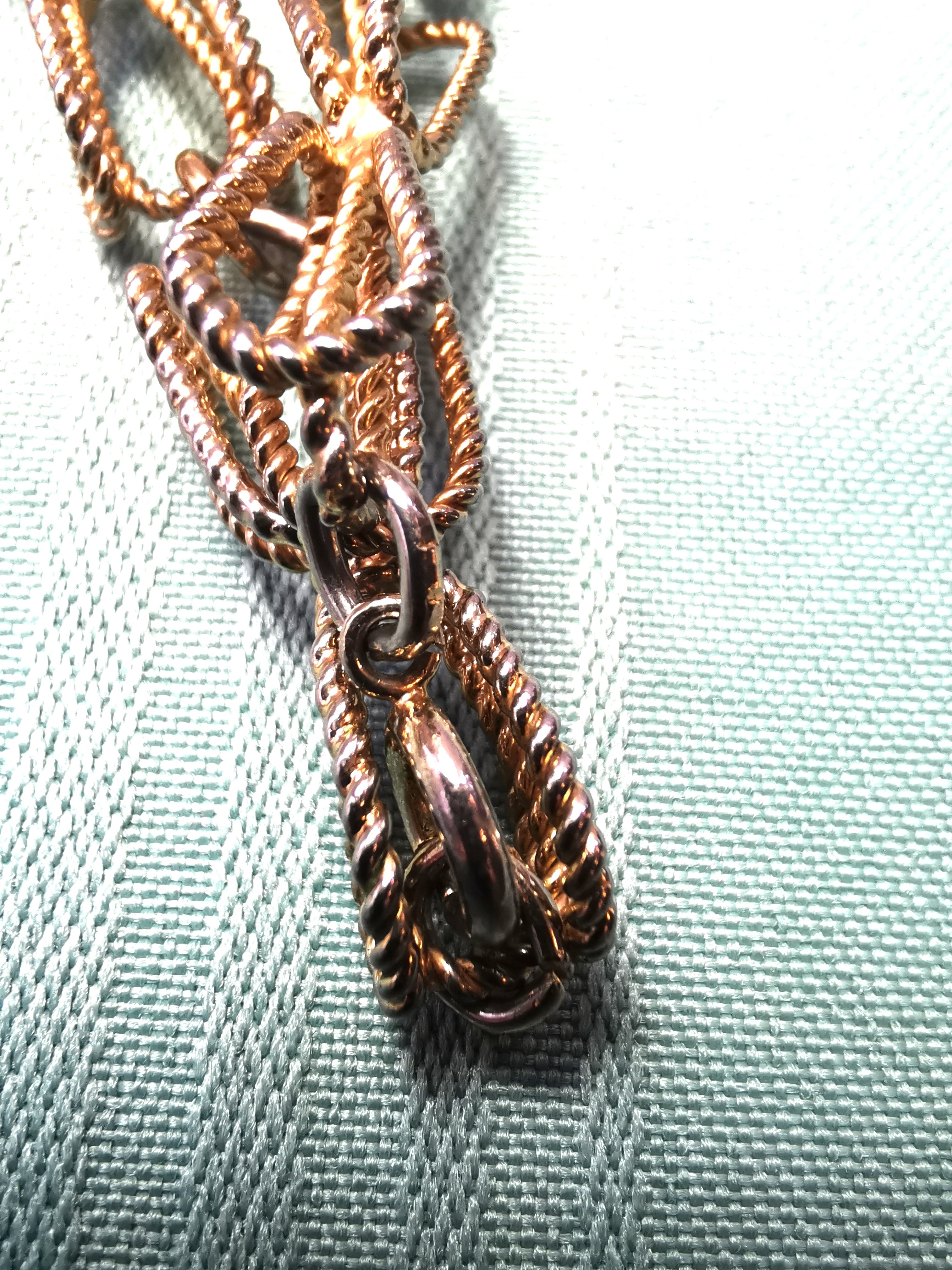 29" Gold Tone Twisted Rope Bow Link Necklace - 1960s Textured - photo 5