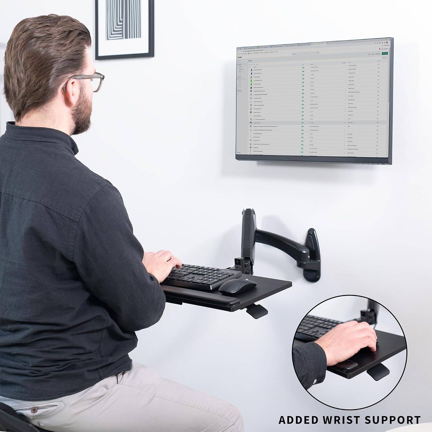 New VIVO Black Wall Mounted Keyboard Tray