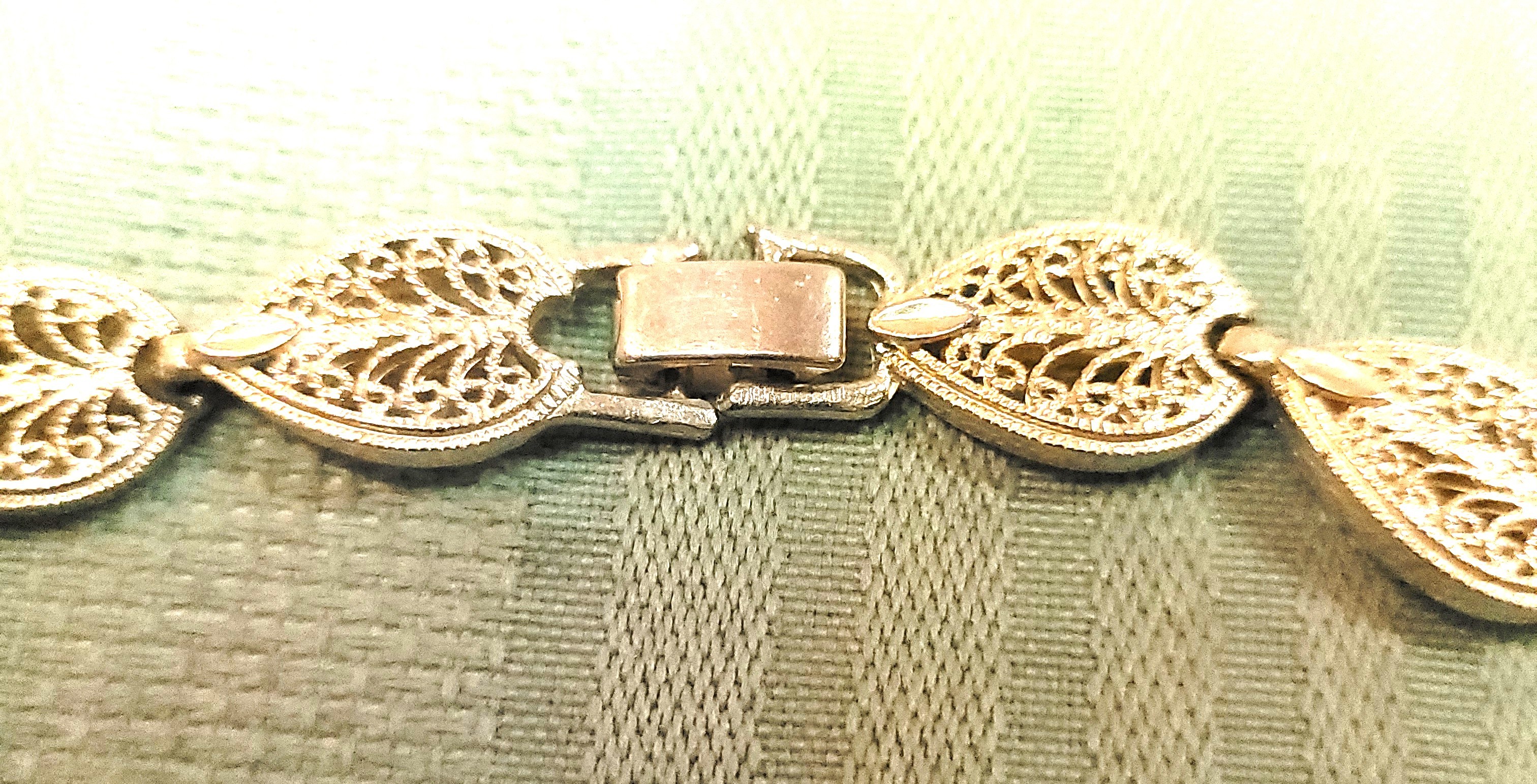 1950s Silver Tone Filigree Leaf Link Choker Necklace 18.75 Inch - photo 2