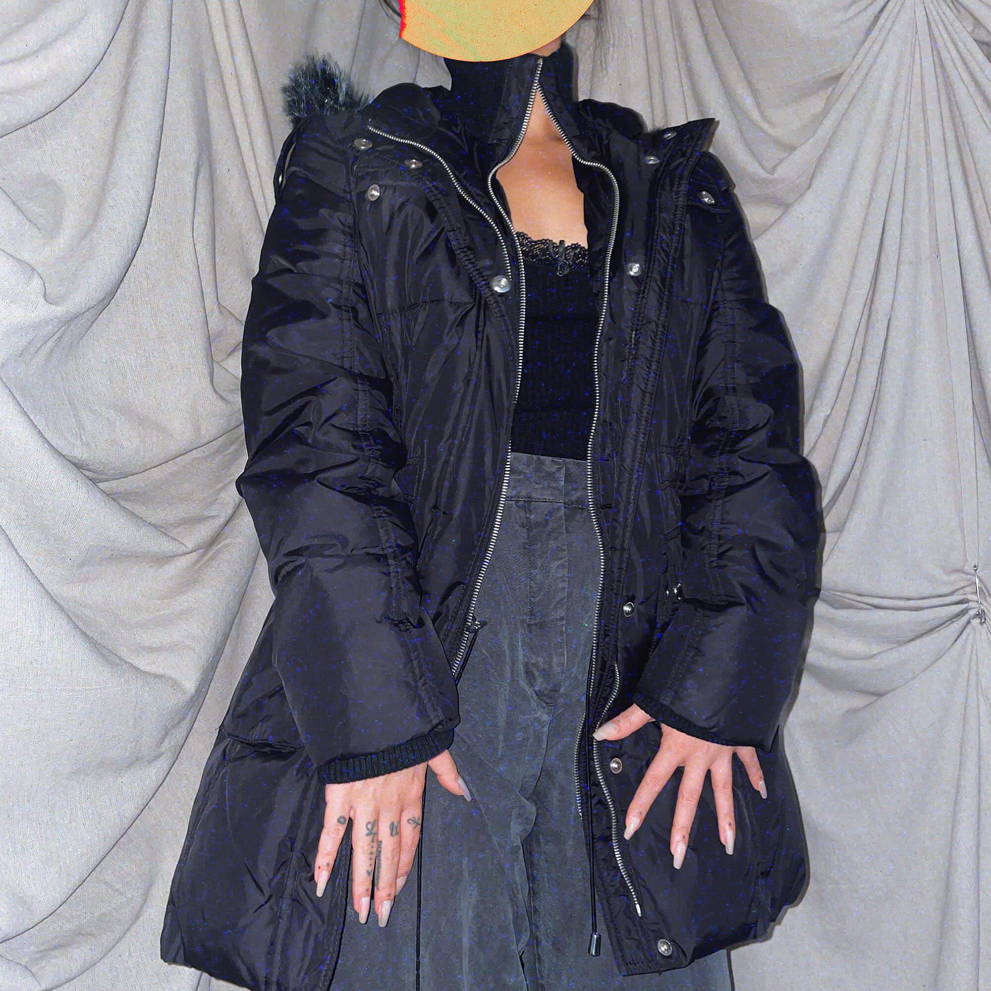 Michael Kors Midi Puffer Black winter jacket removable hood