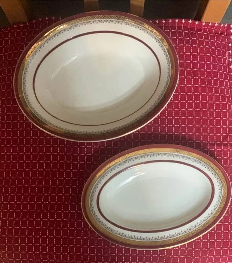 Vintage "The Crowning" Royal Myott platter and shallow dish.