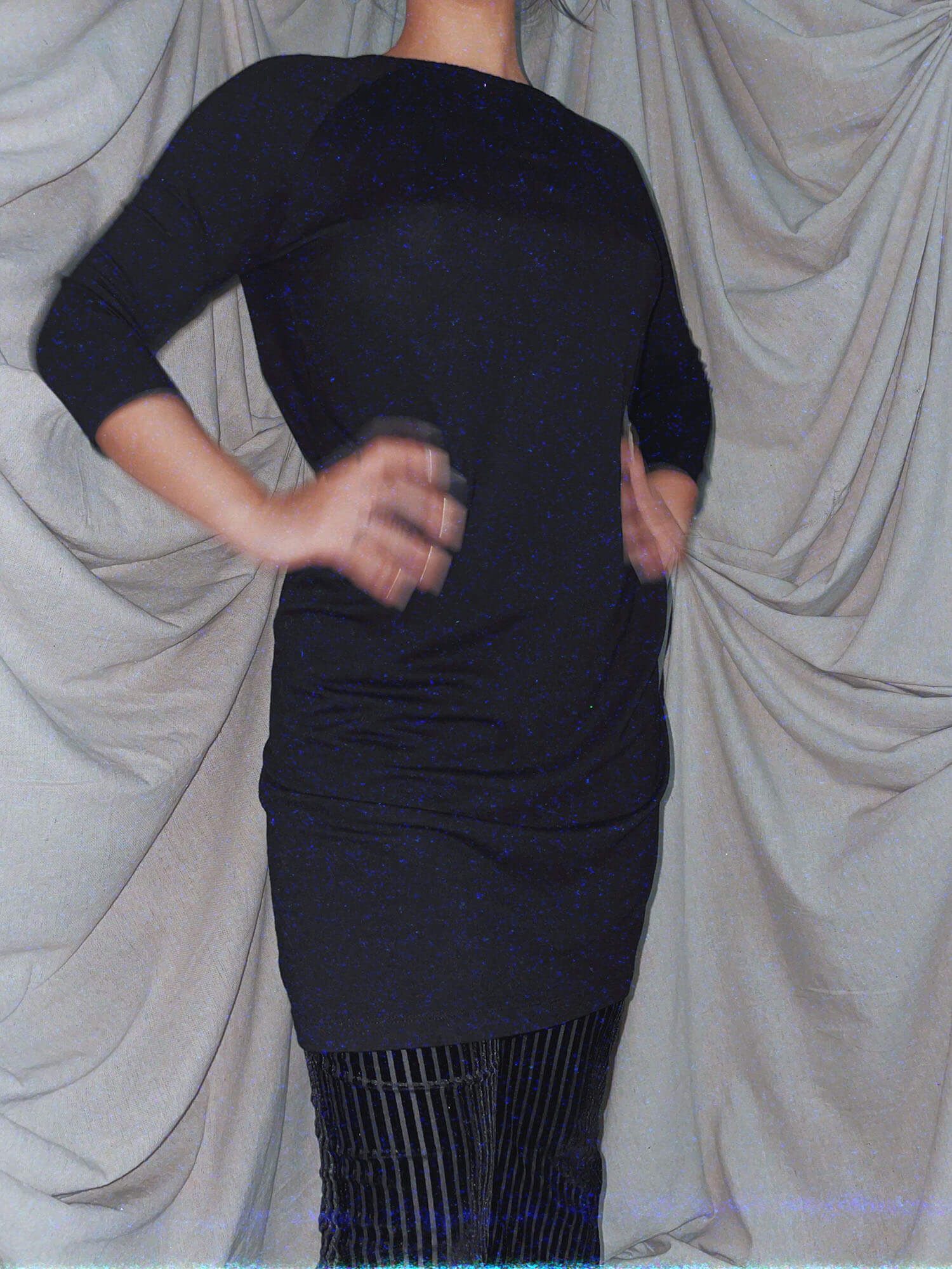 Black cut out 3/4 sleeve shirt dress - photo 2
