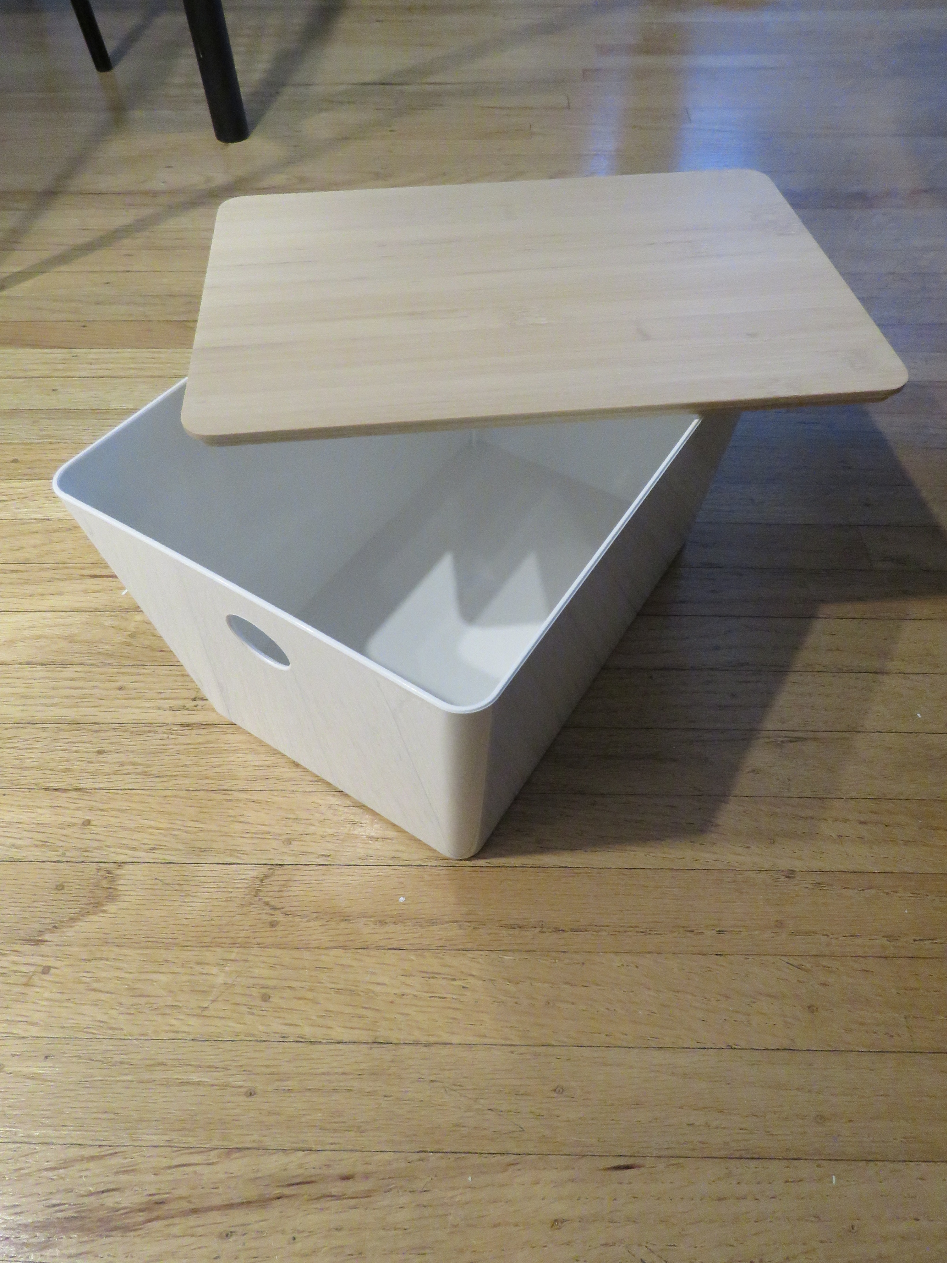 IKEA White Storage Box with Wooden Lid