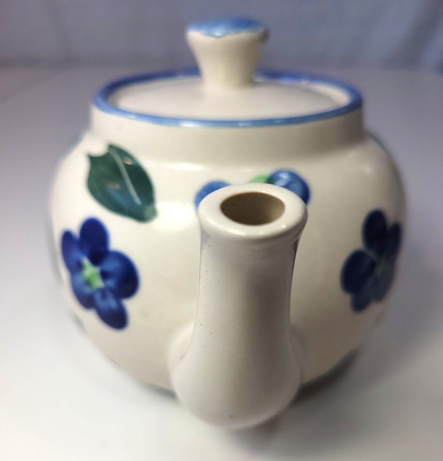 Vtg 1970s Chinese Jingdezhen Porcelain Teapot Blue Hand Painted - photo 3