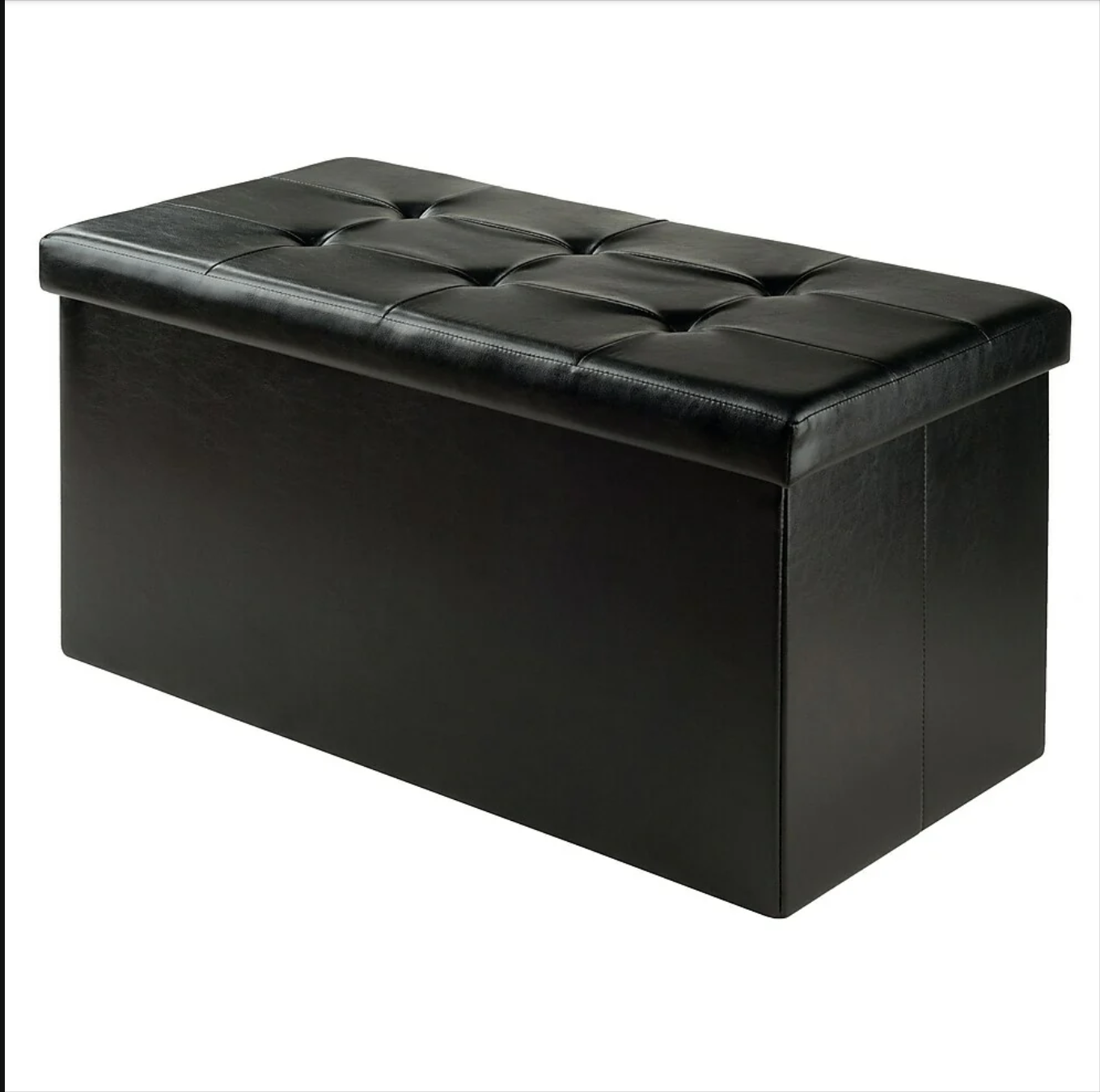 ORNAVO HOME Foldable Ottoman with Storage, Tufted Faux-Leather - photo 4