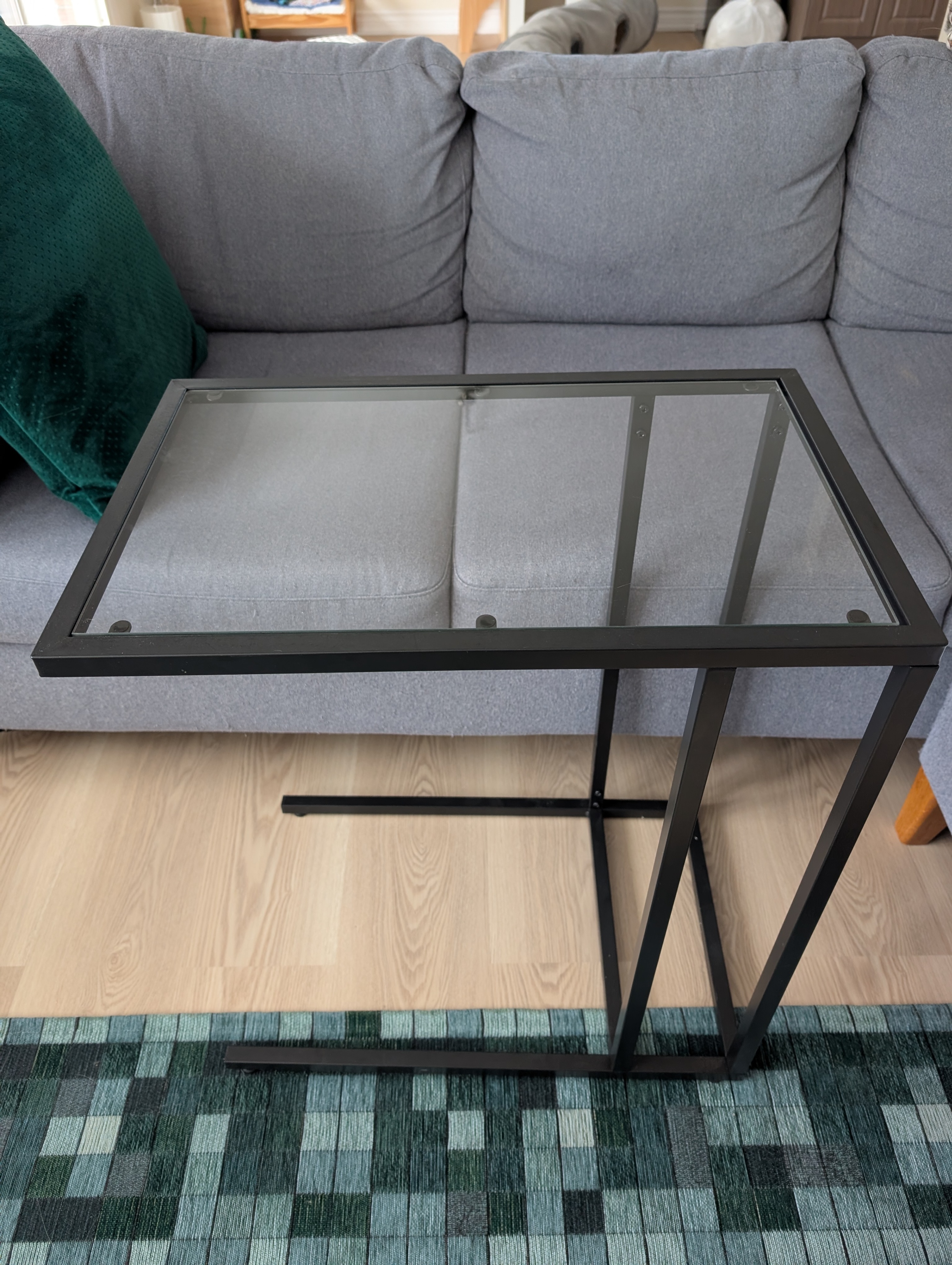 IKEA VITTSJÖ Glass Top Stand/Table with a Black Frame - photo 2