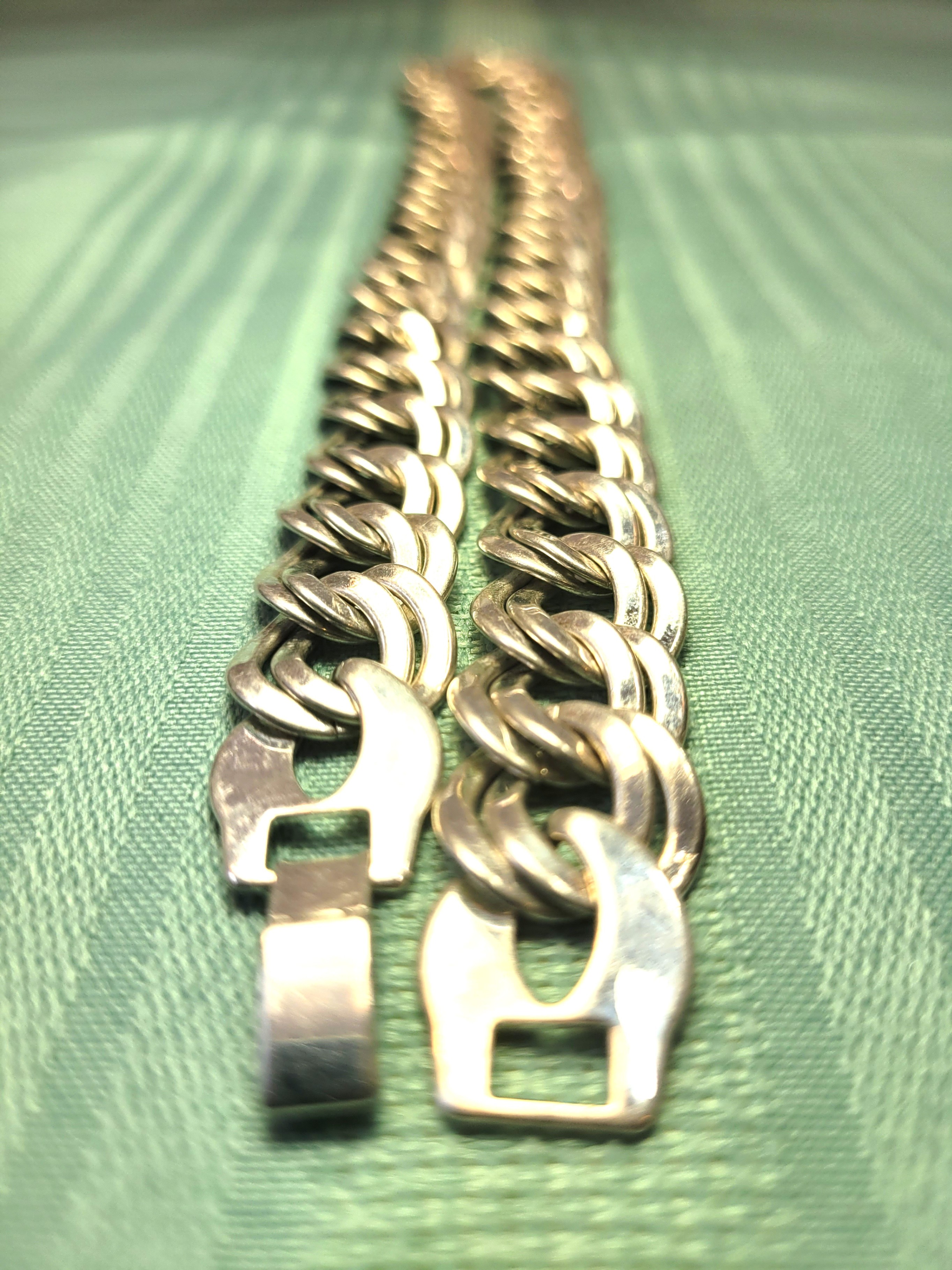 1970s Silver Tone Chunky Double Link Chain Necklace 18" Heavy - photo 2