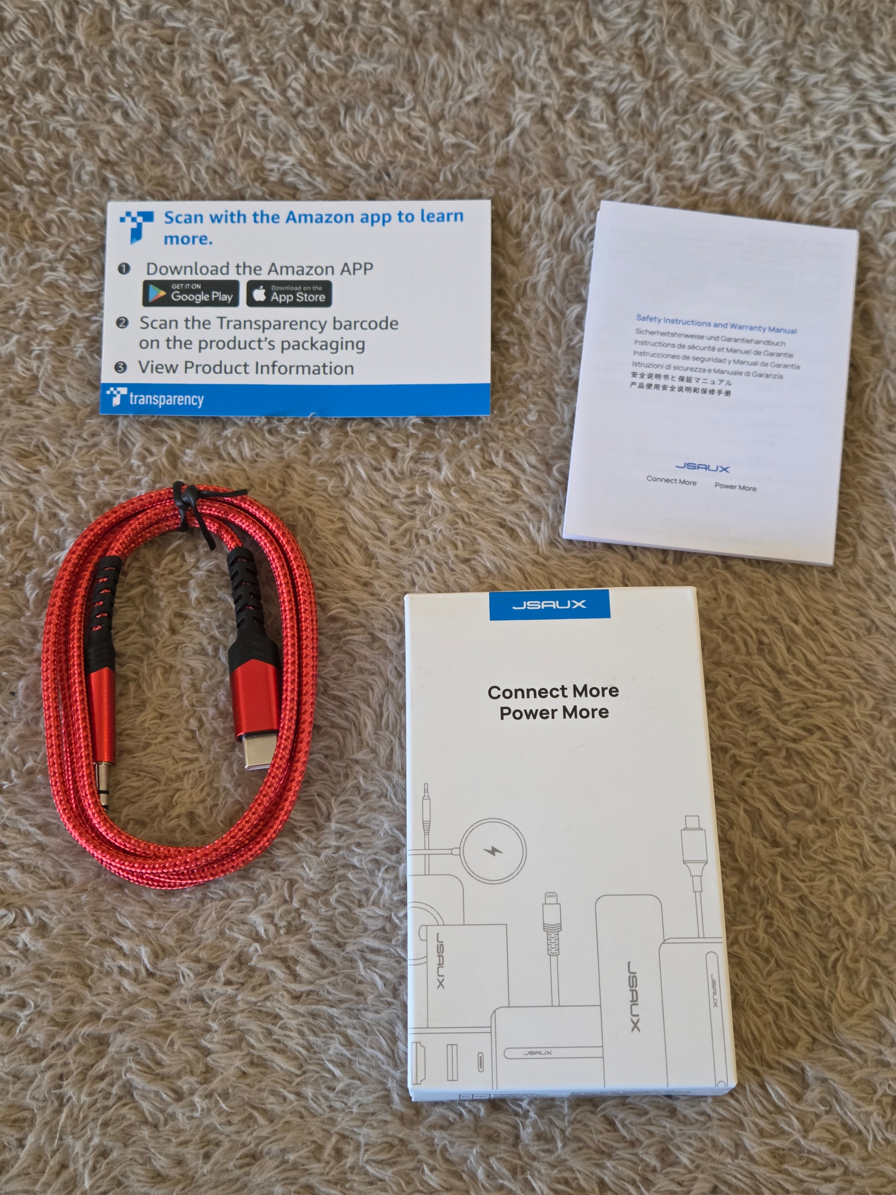 JSAUX USB-C to 3.5mm Aux Cable, 1 m – Red - photo 3