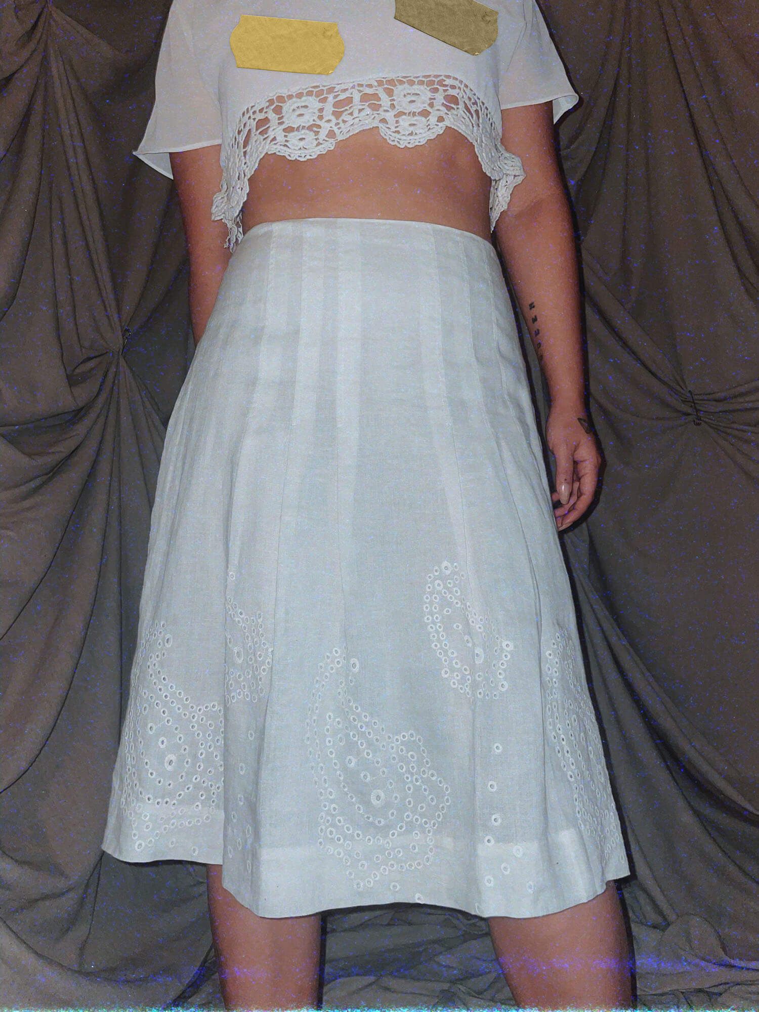 Vintage Paisley Skirt ★ white midi embroidered - photo 3