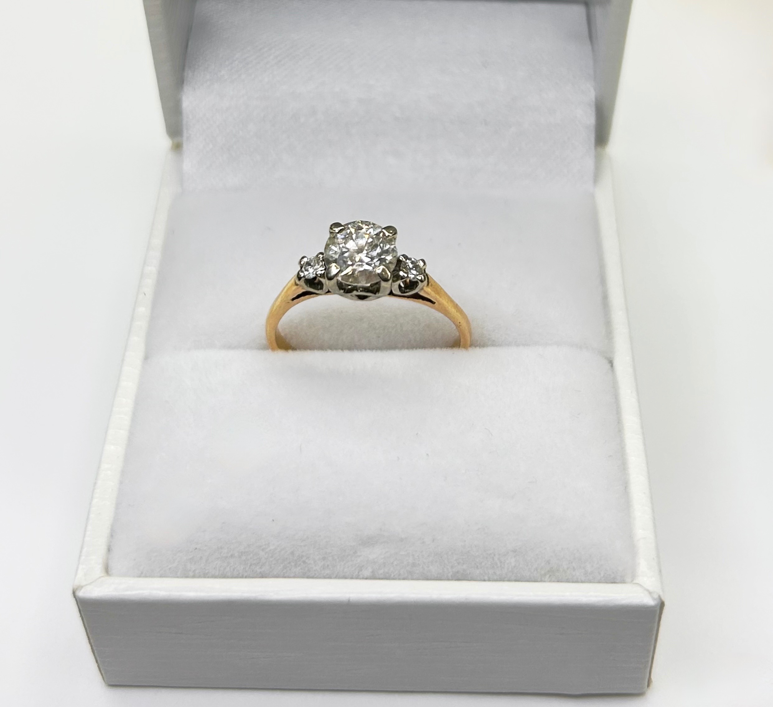 14K Yellow Gold Ring With Three Brilliant Diamonds