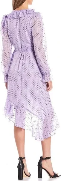 New w tags Adelyn Rae Purple Polka Dot Wrap Dress - Size S - photo 4