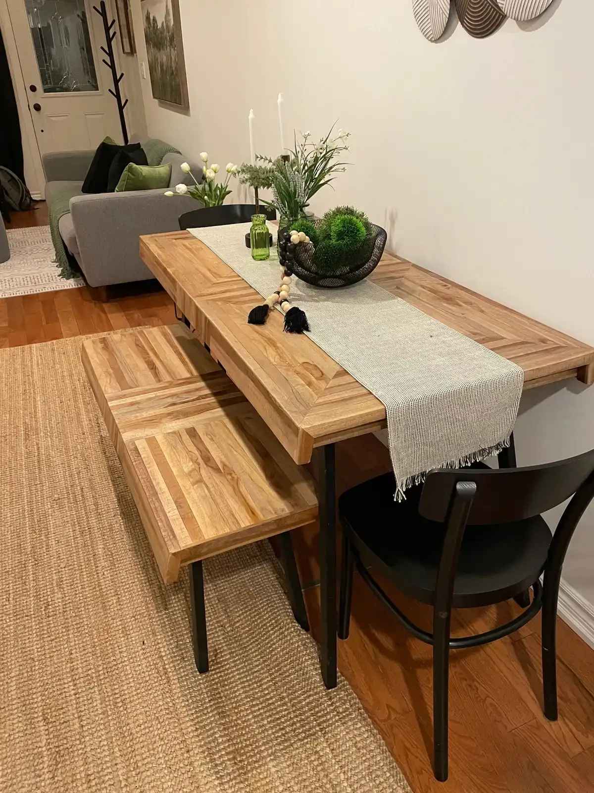 Wooden table and bench - photo 2