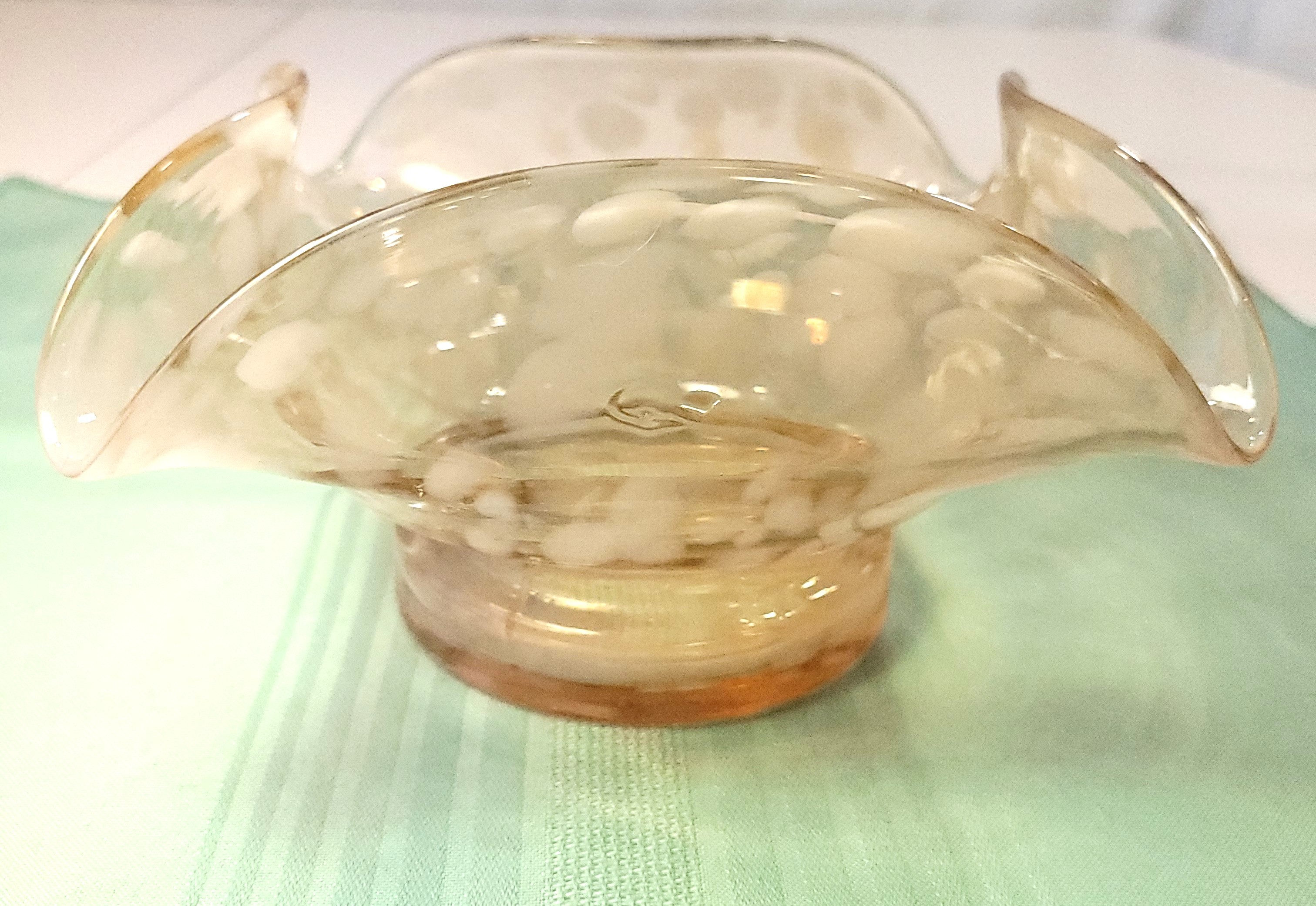 Fenton Cranberry Opalescent Coin Dot Ruffled Bowl Circa 1950