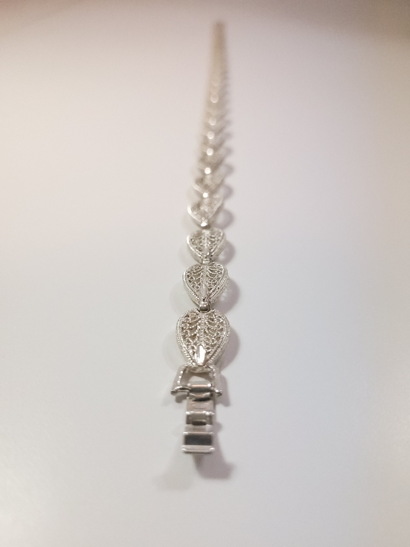 1950s Silver Tone Filigree Leaf Link Choker Necklace 18.75 Inch - photo 5