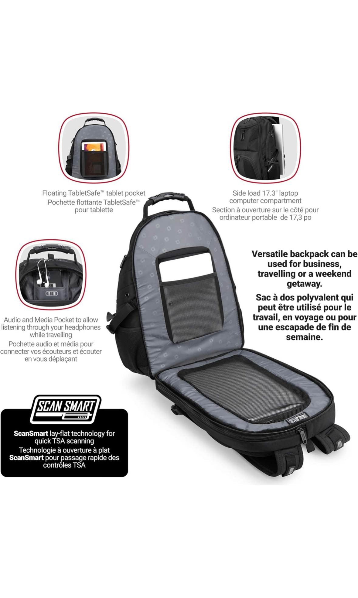 SwissGear ScanSmart TSA 17" inch Black Laptop Backpack - photo 5
