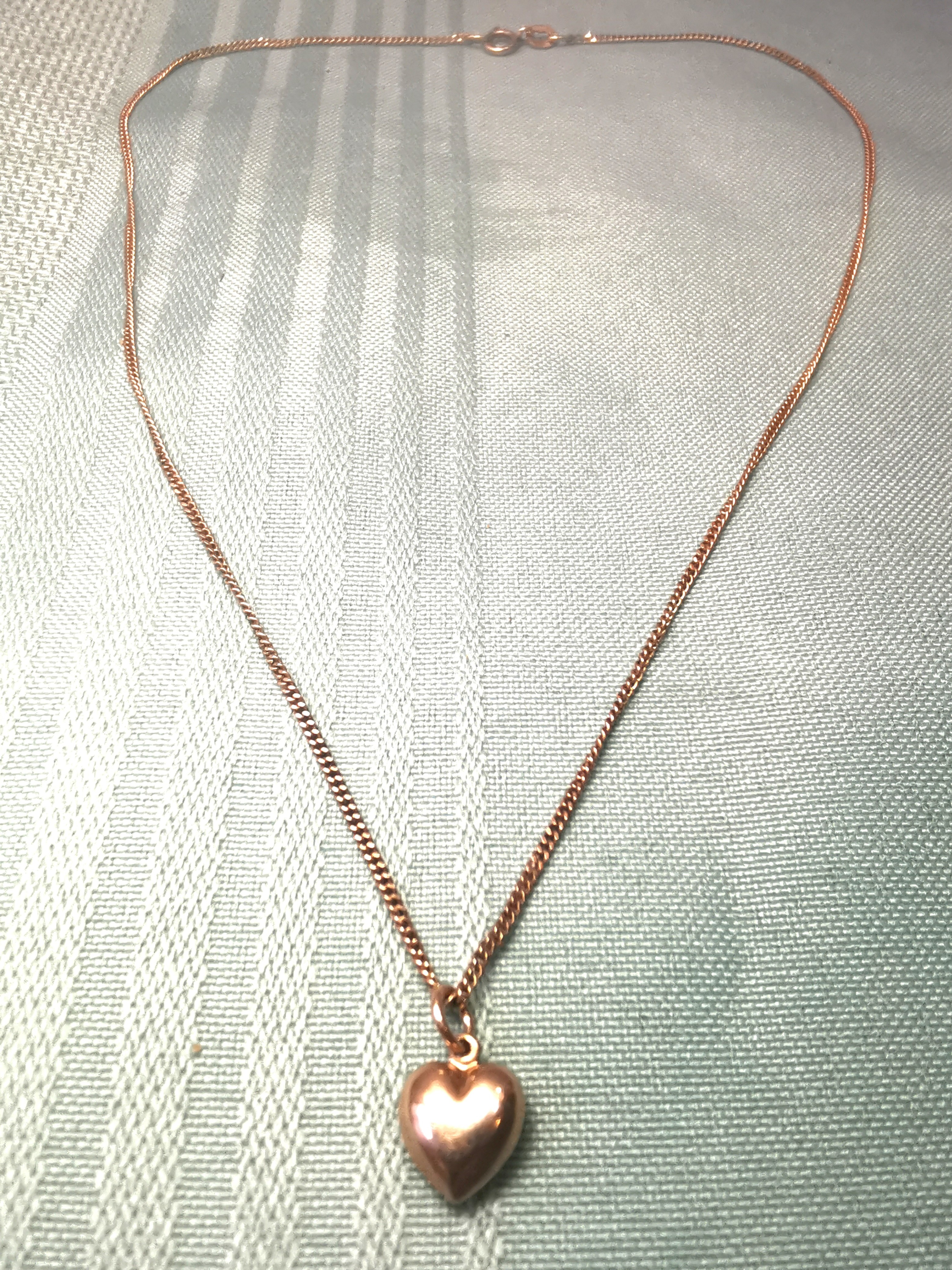 Vintage 10K Yellow Gold Puffed Heart Pendant Necklace, 16" Curb - photo 4