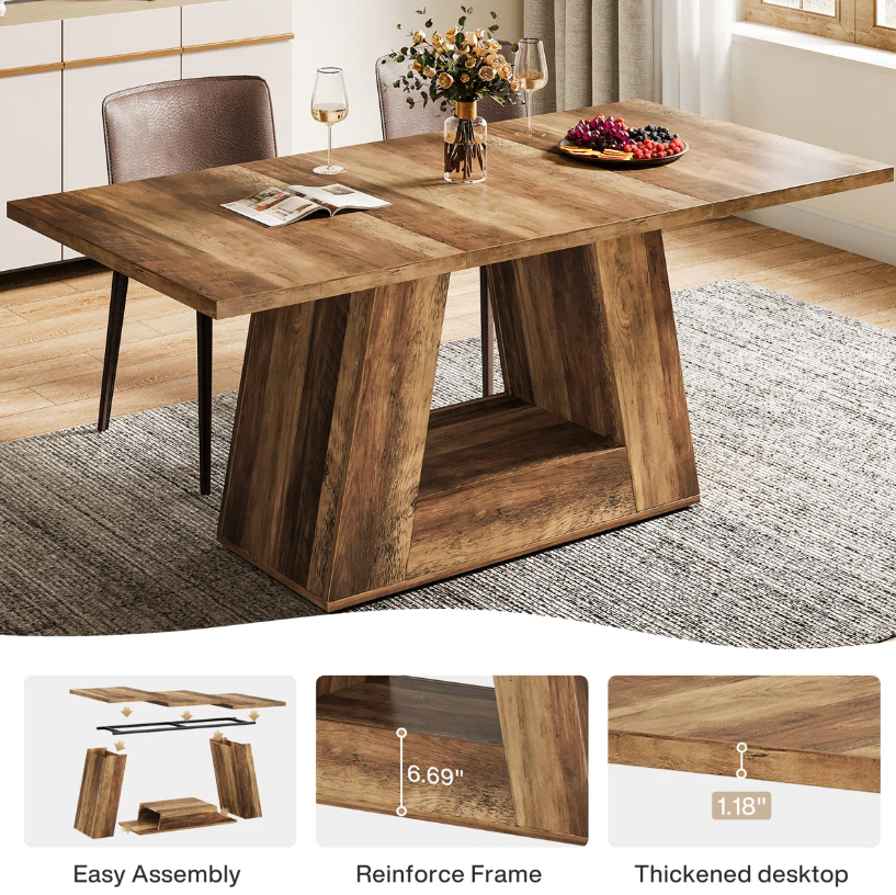 63" Dining Table For 4 With Sturdy Base - New in box - photo 2