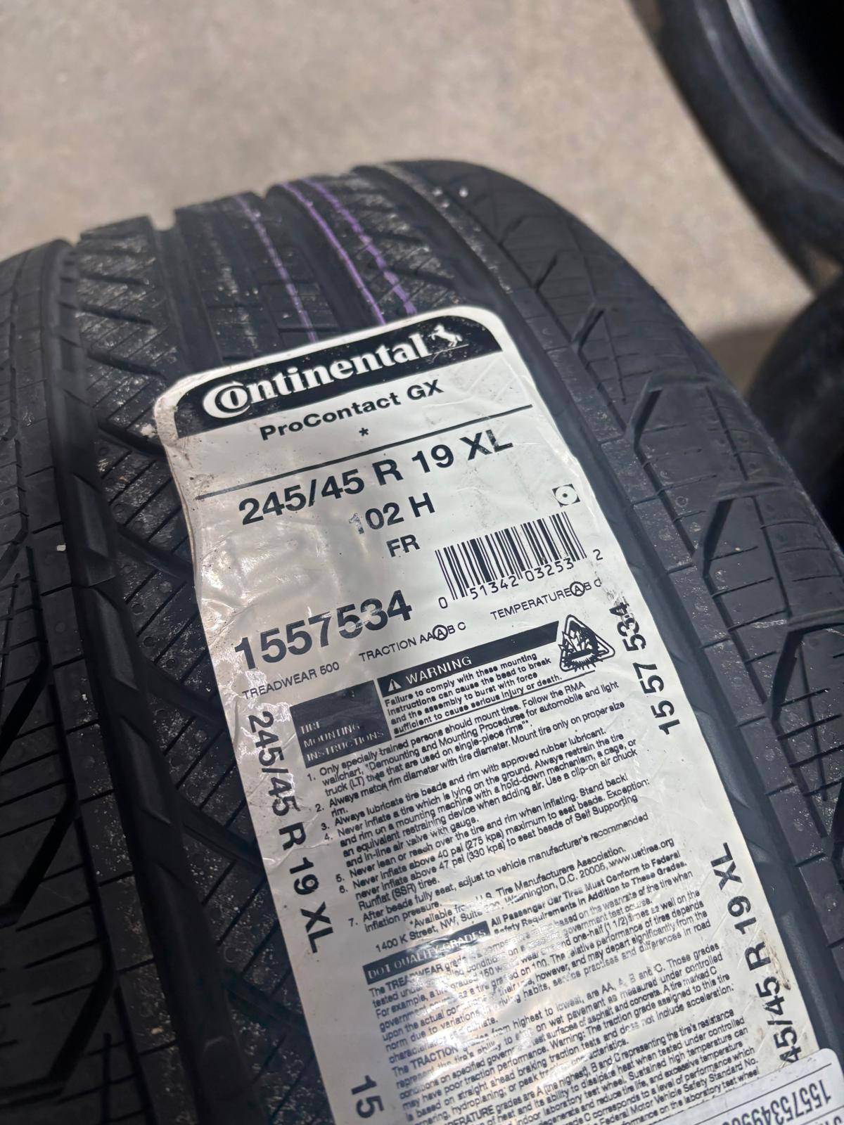 NEW 245/45/R19 Continental A/S–Model S/7Series/X3/S Class/A7/A6/
