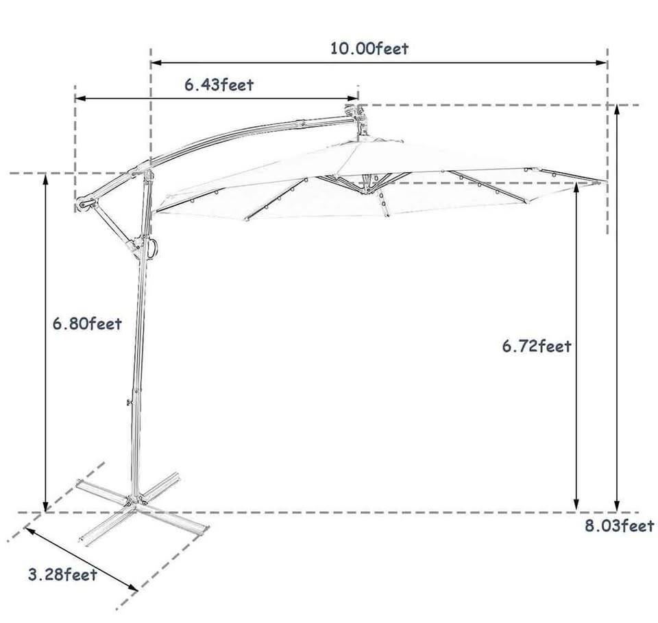 0FT Patio Offset Umbrella – Solar LED + 360° Rotation! - photo 3