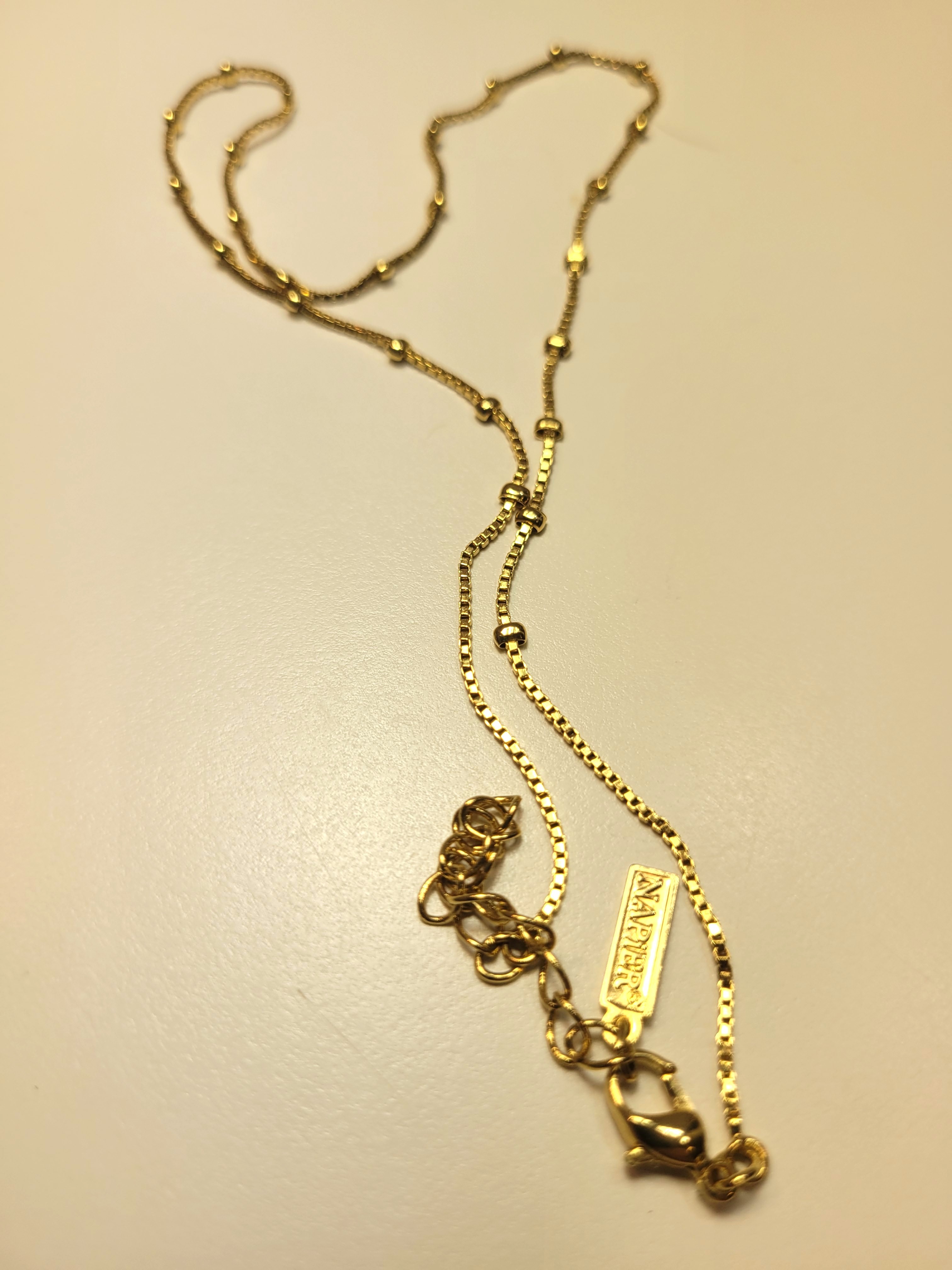 1982 NAPIER Gold Tone Station Bead Box Chain Necklace 19” Signed - photo 2