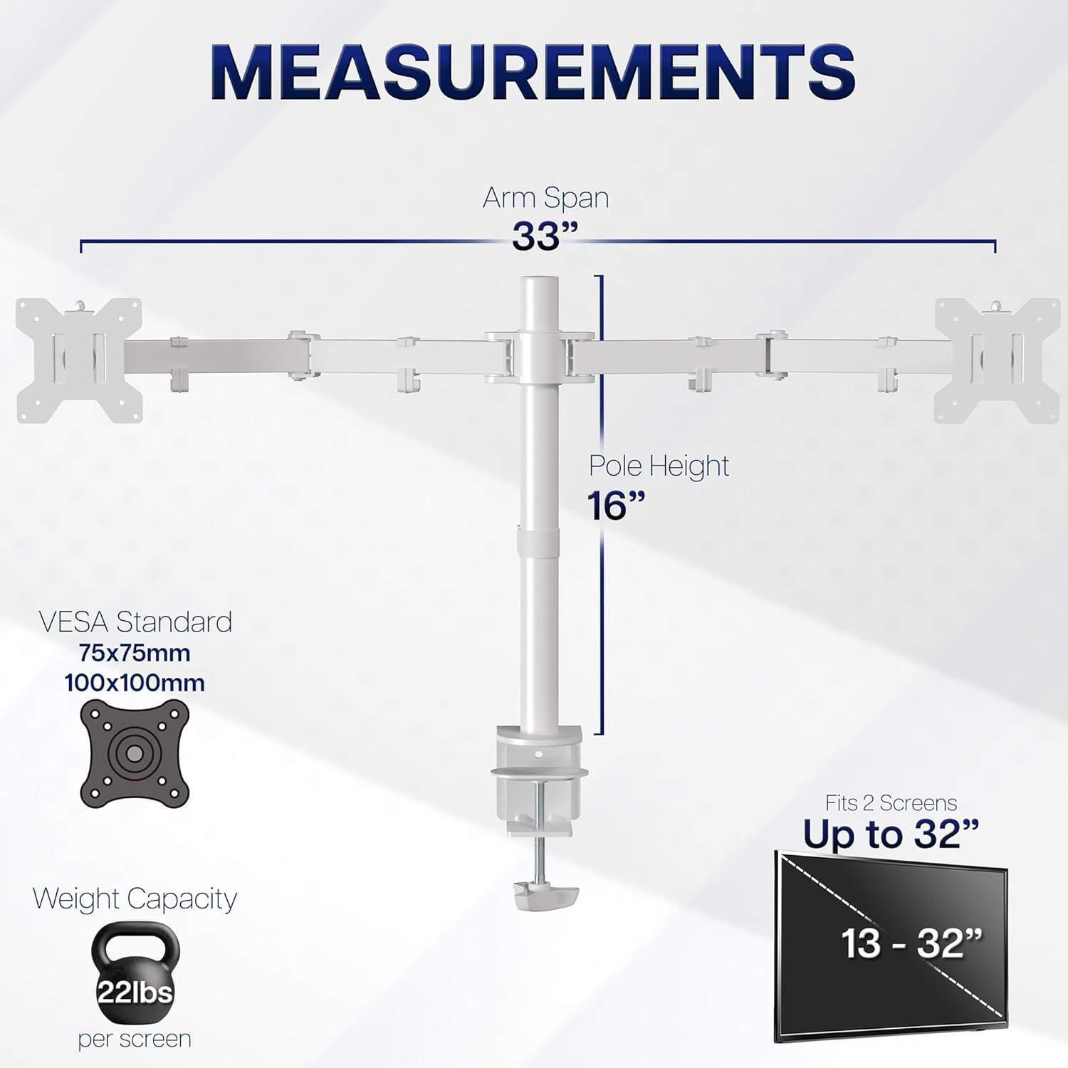 New VIVO Heavy Duty Dual White Dual Monitor Desk Mount - photo 4