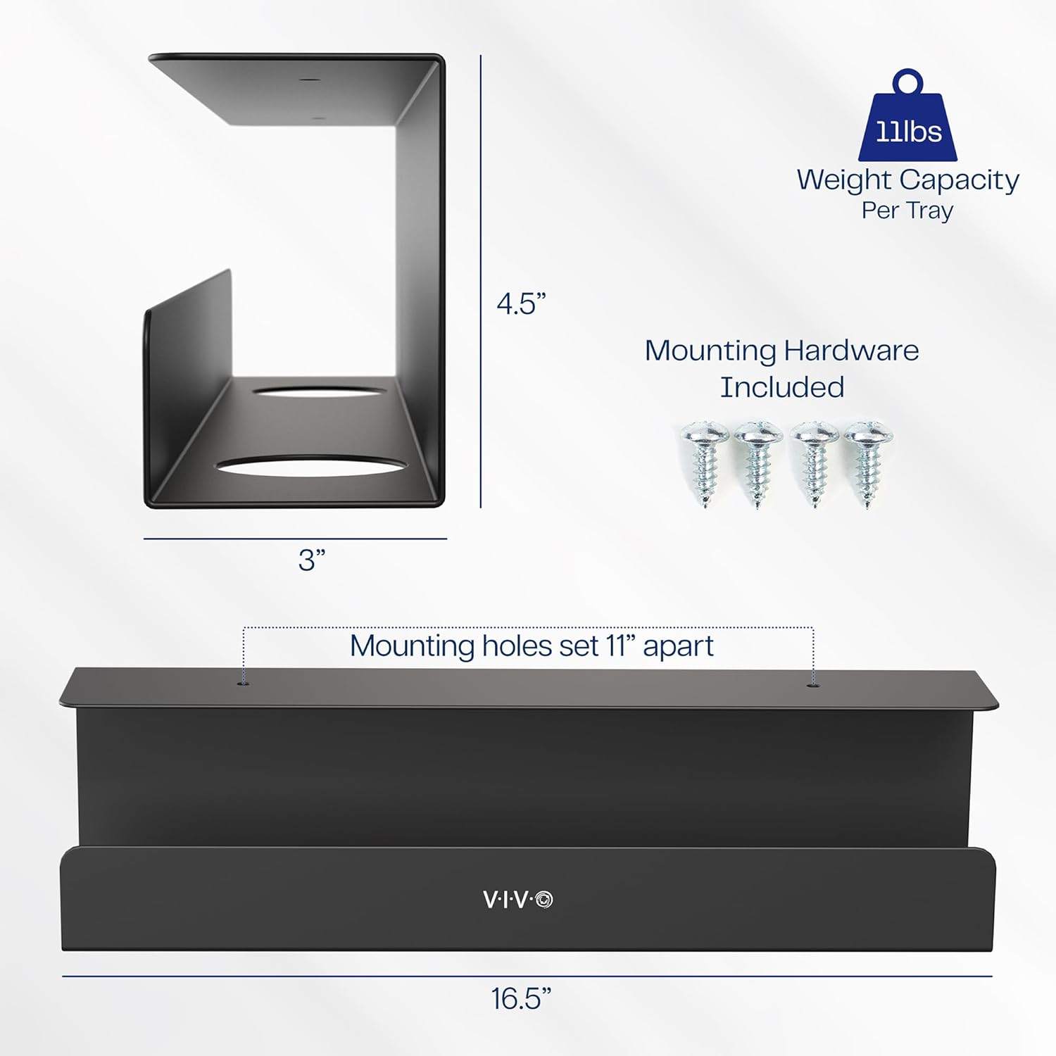 New VIVO 2 pack Under Desk 17 inch Cable Management Trays - photo 4