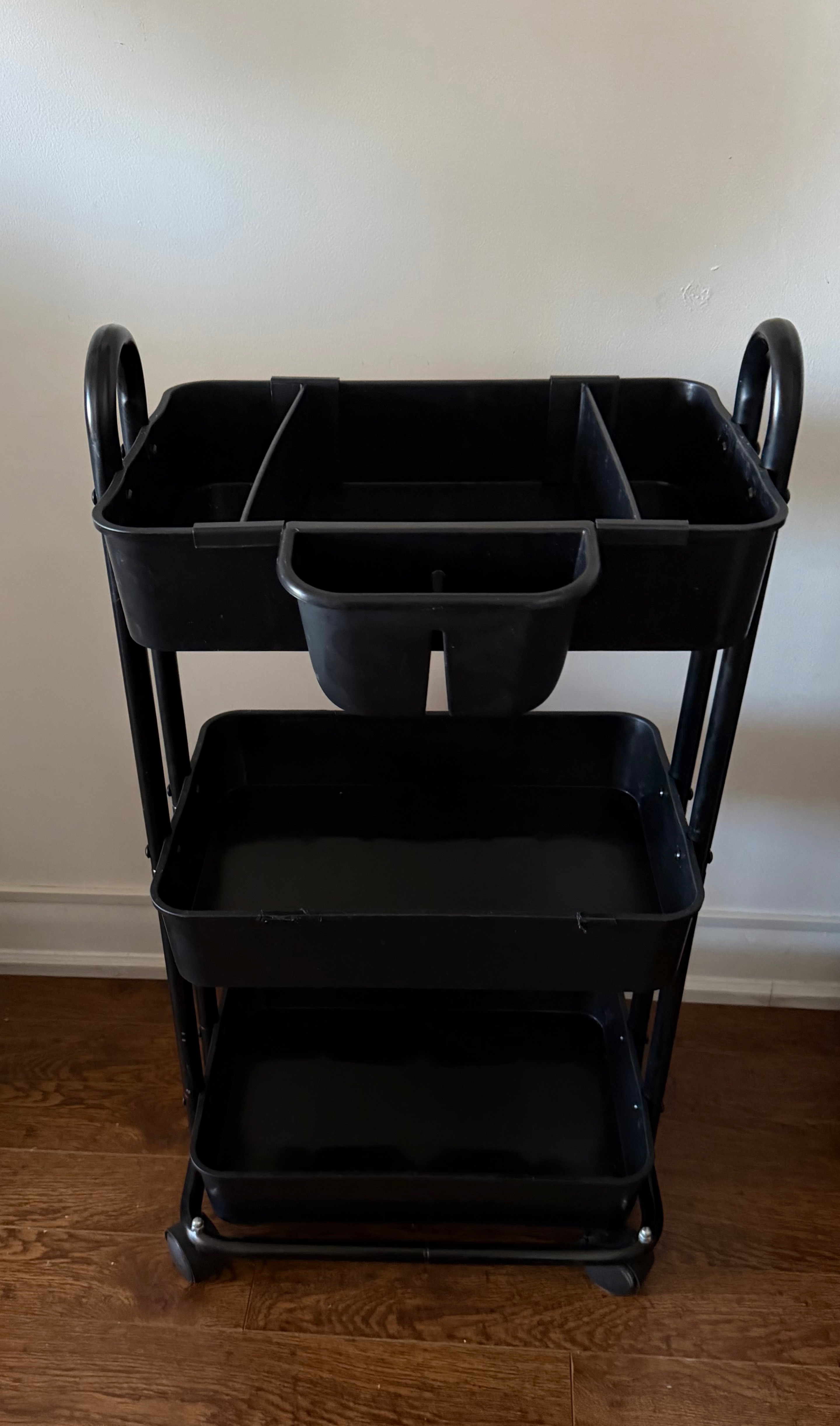 SimpleHouseware 3-Tier Rolling Utility Cart with Hanging Buckets