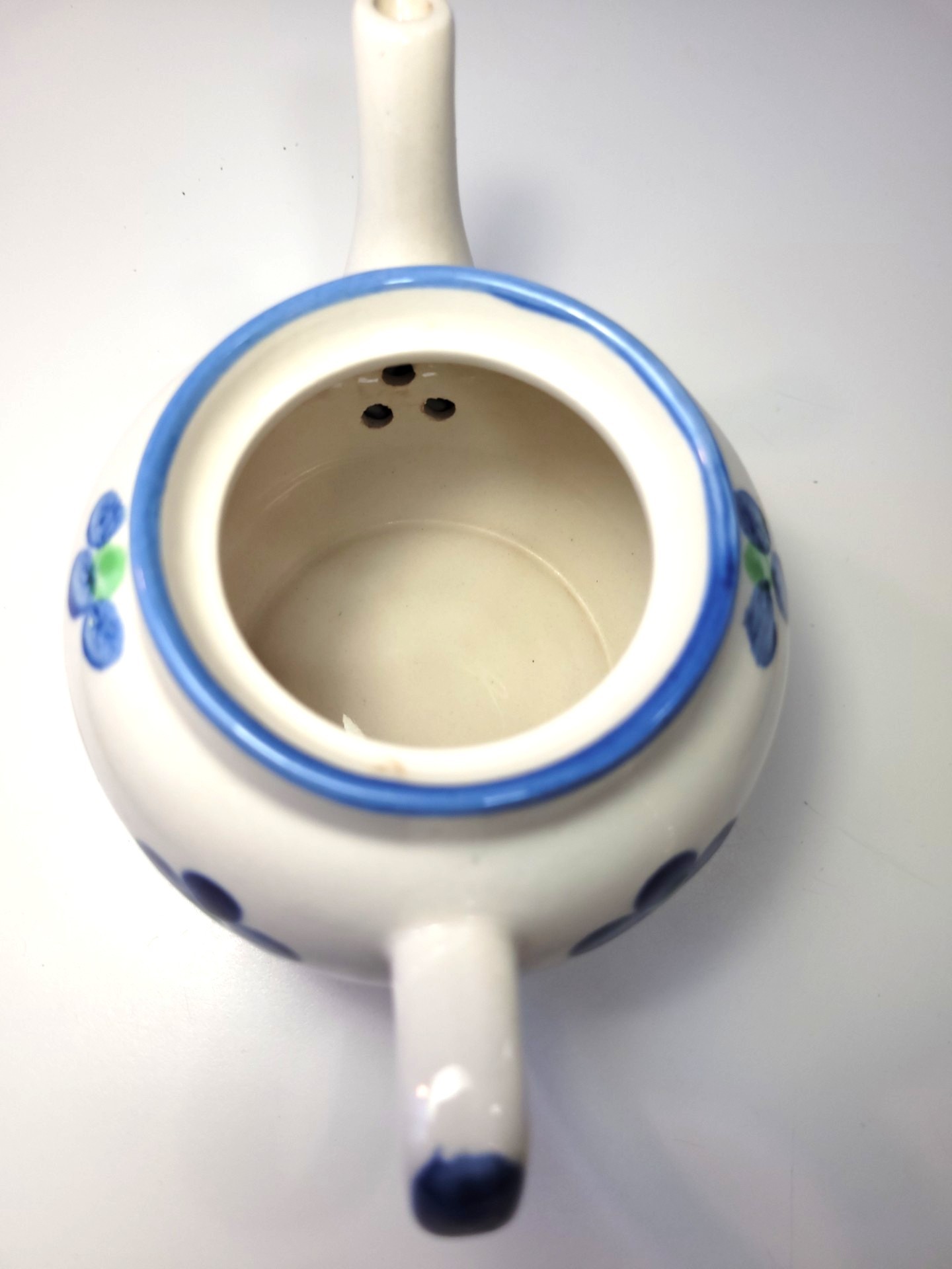 Vtg 1970s Chinese Jingdezhen Porcelain Teapot Blue Hand Painted - photo 5