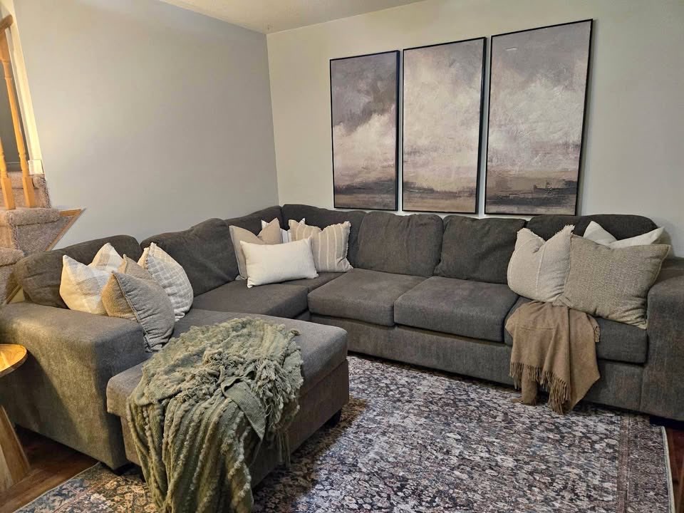 Large Gray L-shaped couch