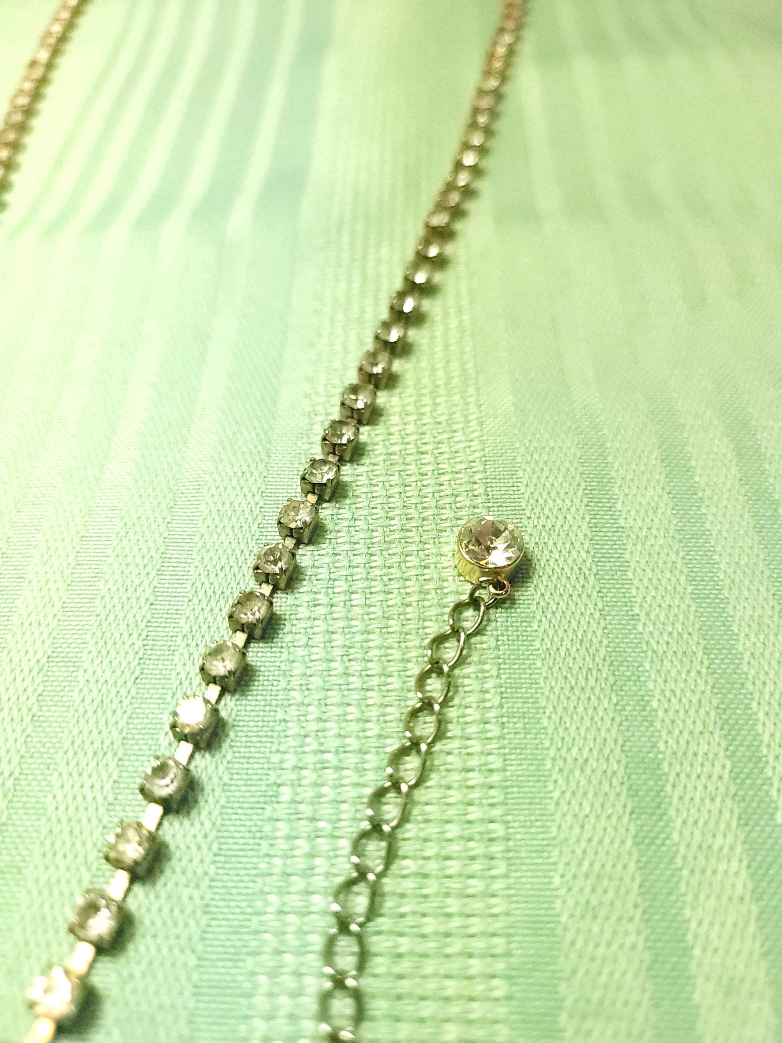 90s Rhinestone Chain Belt 40" Silver Tone Crystal Wrap Necklace - photo 2