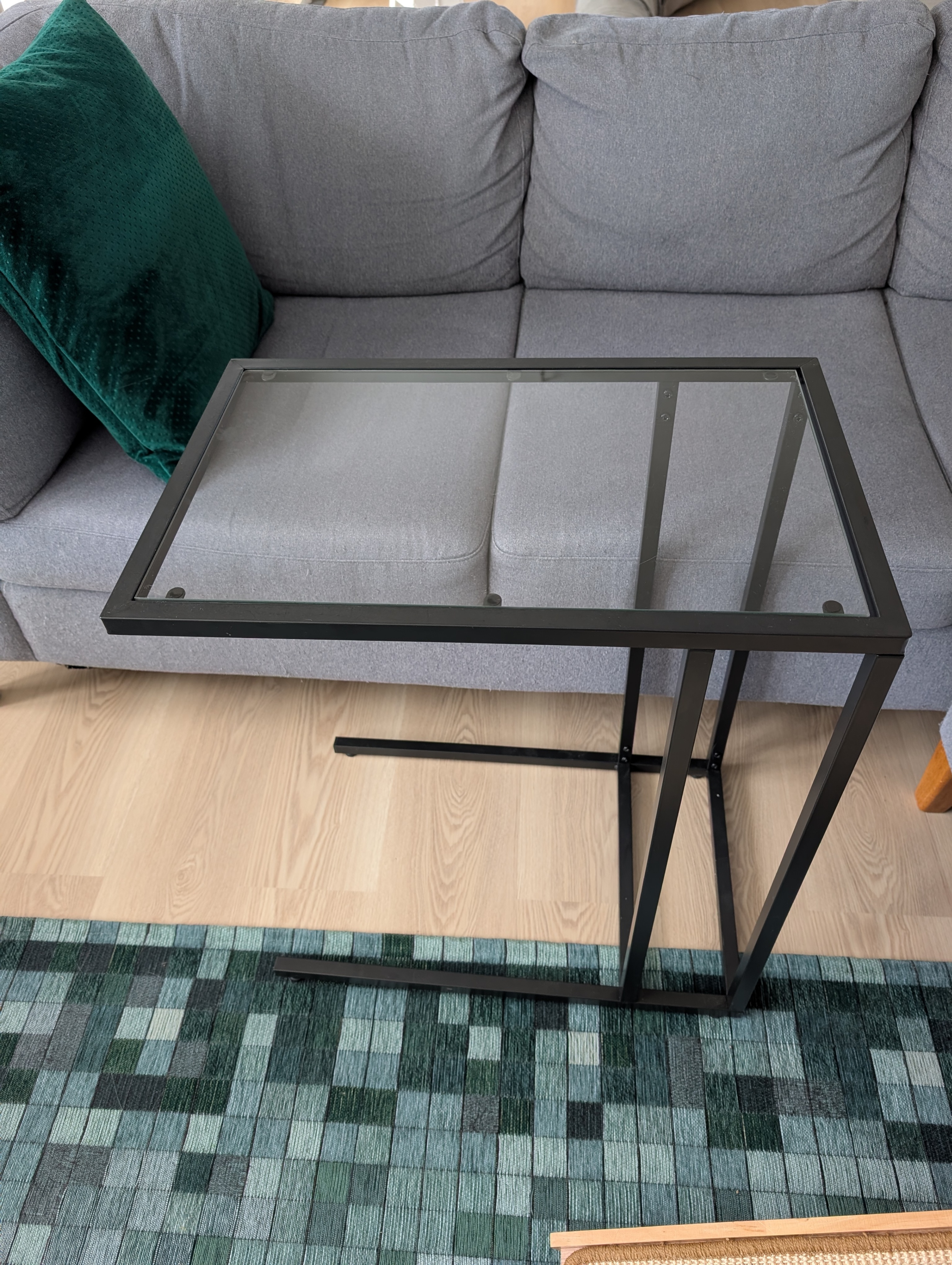 IKEA VITTSJÖ Glass Top Stand/Table with a Black Frame - photo 3