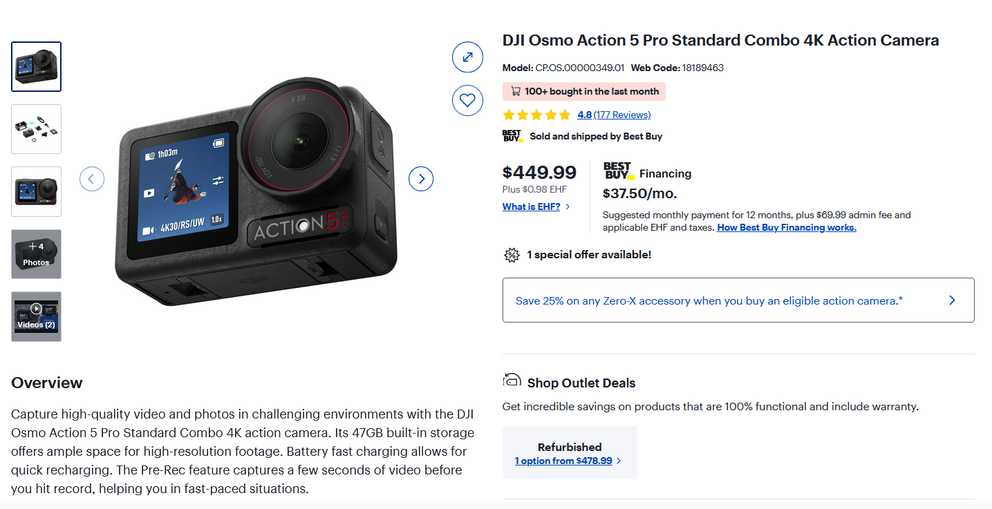 DJI Osmo Action 5 Pro Standard Combo 4K Action Camera