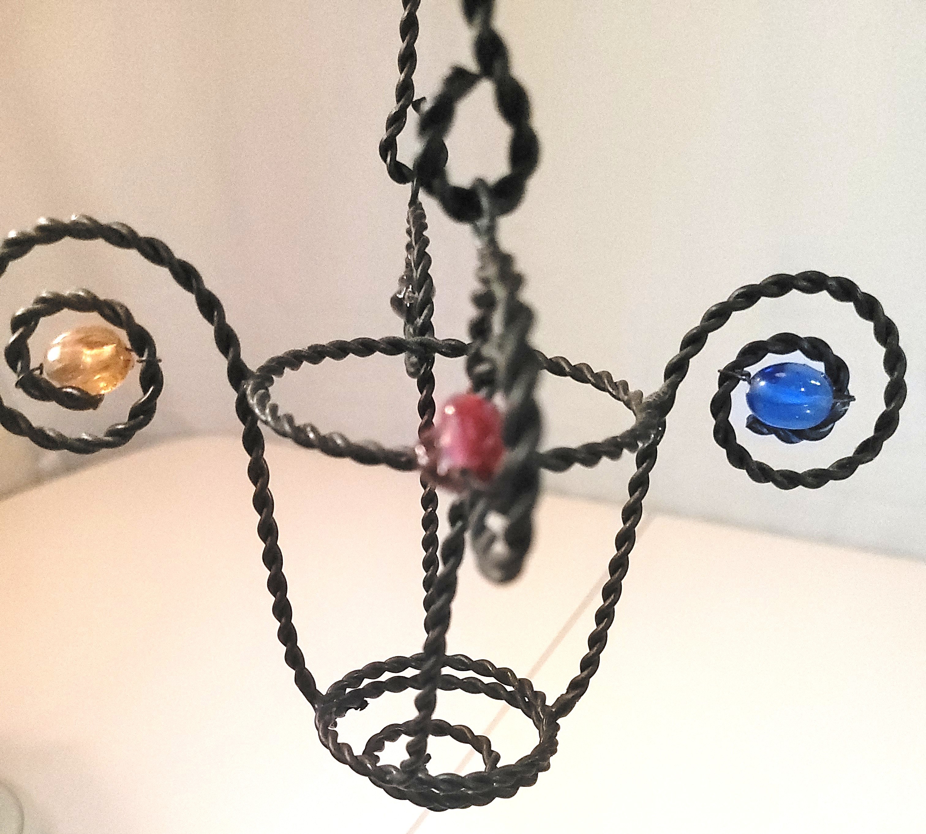 Vintage Boho Twisted Wire Wall Hanging Votive Holder - 15"