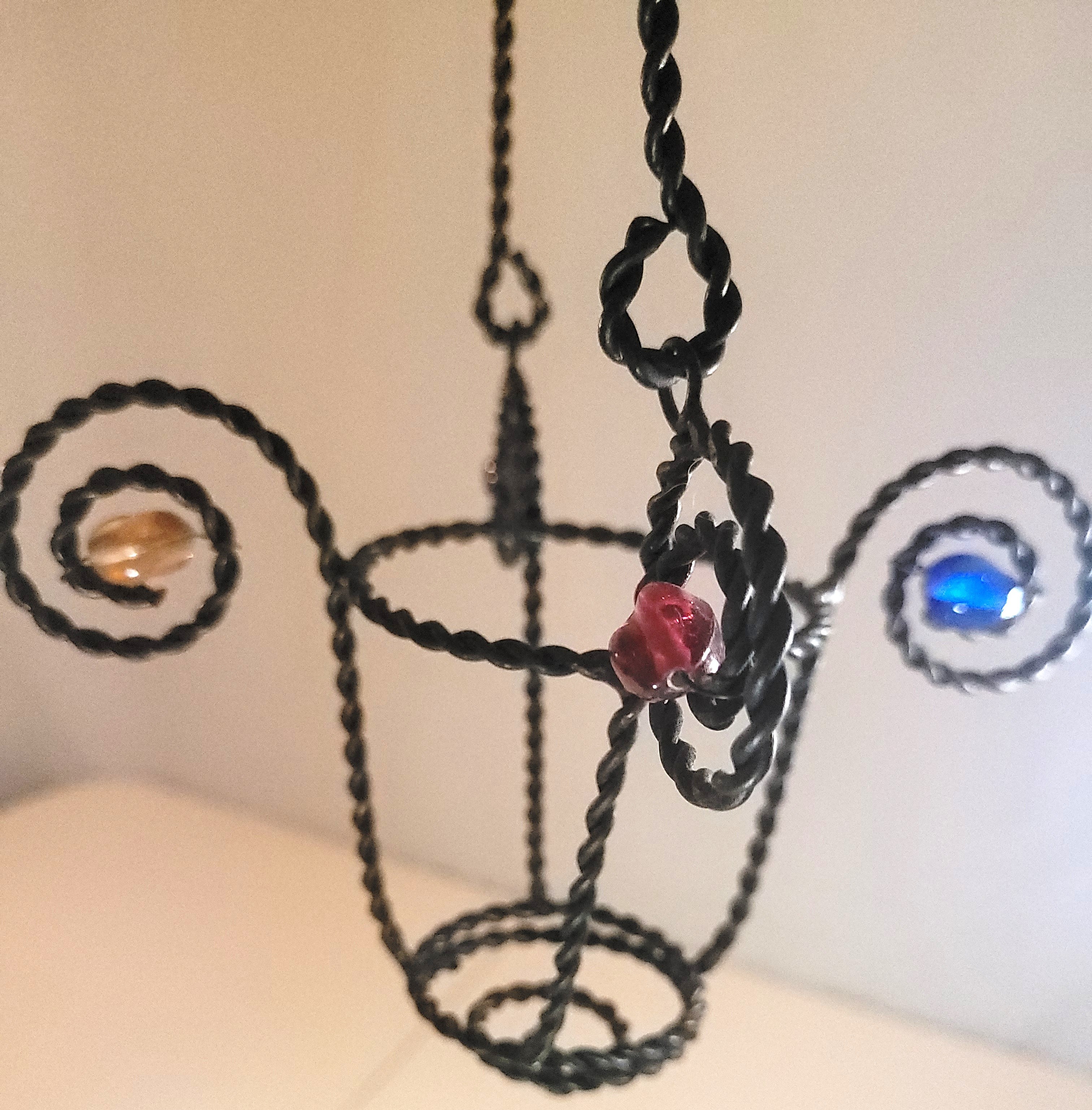 Vintage Boho Twisted Wire Wall Hanging Votive Holder - 15" - photo 3