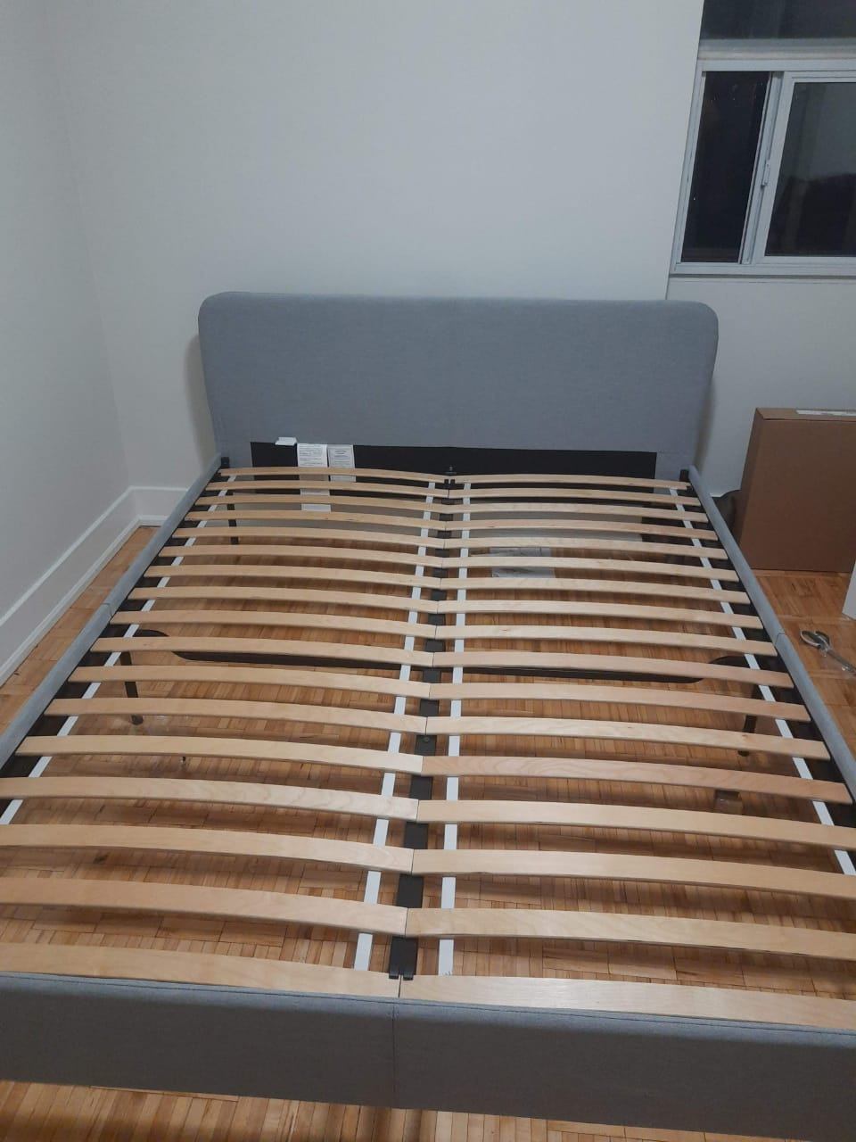 Upholstered Bed Frame - Grey-Queen Size