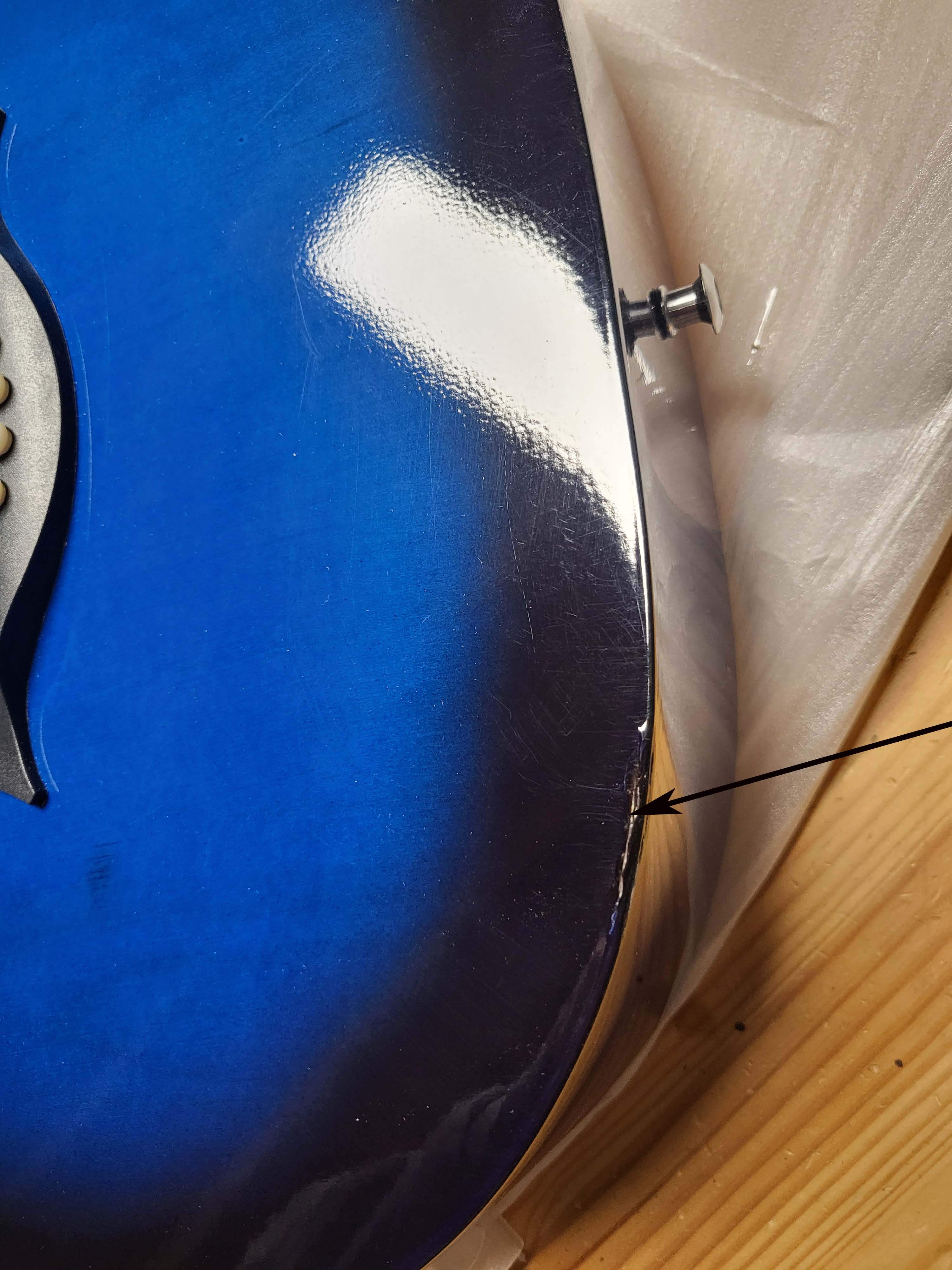 Left-Handed Acoustic Guitar 38” Blue – Minor Body Crack - photo 2