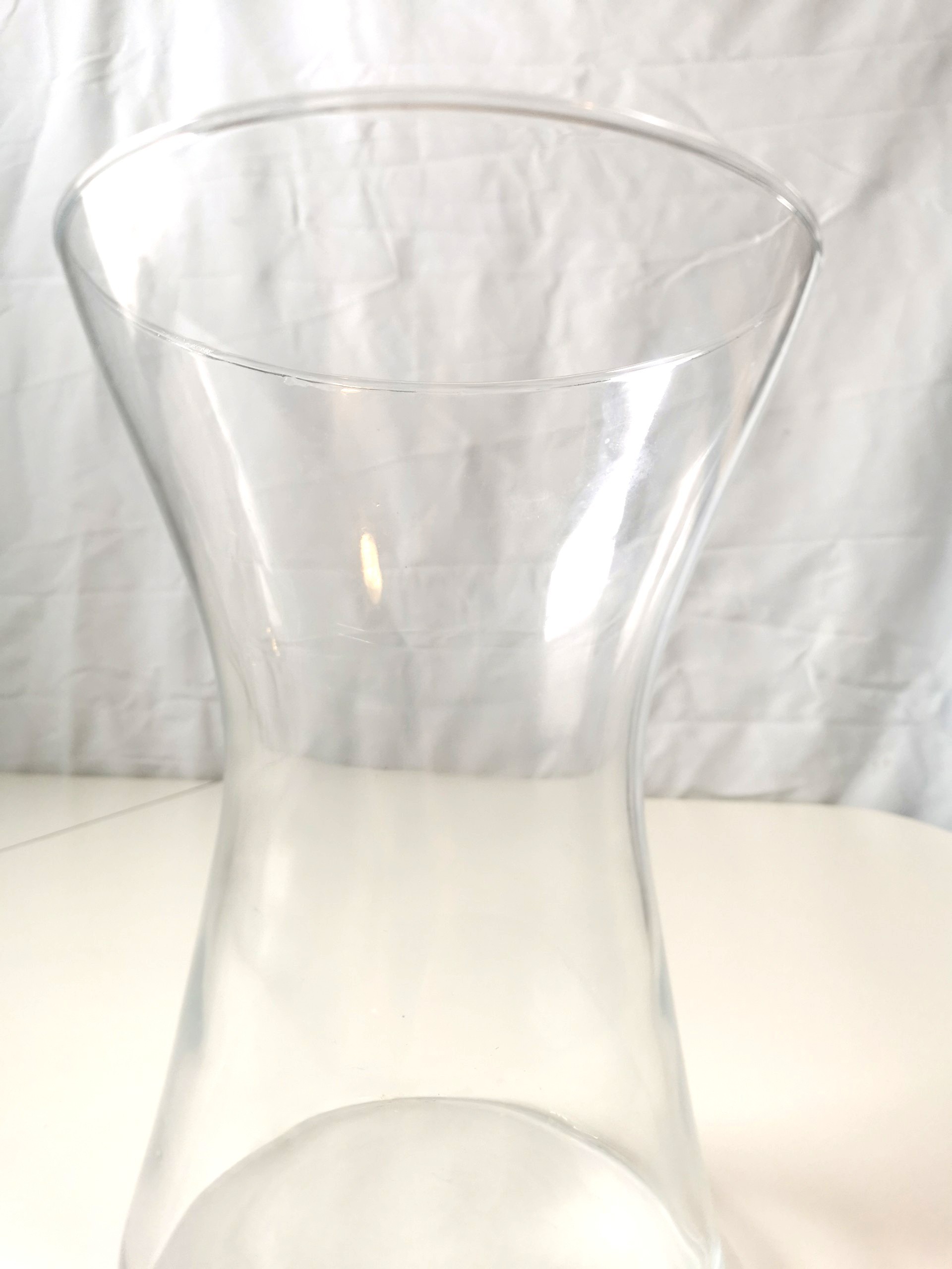 Vintage Clear Glass Hourglass Vase - 7.5" Tall Belly Shape - photo 4