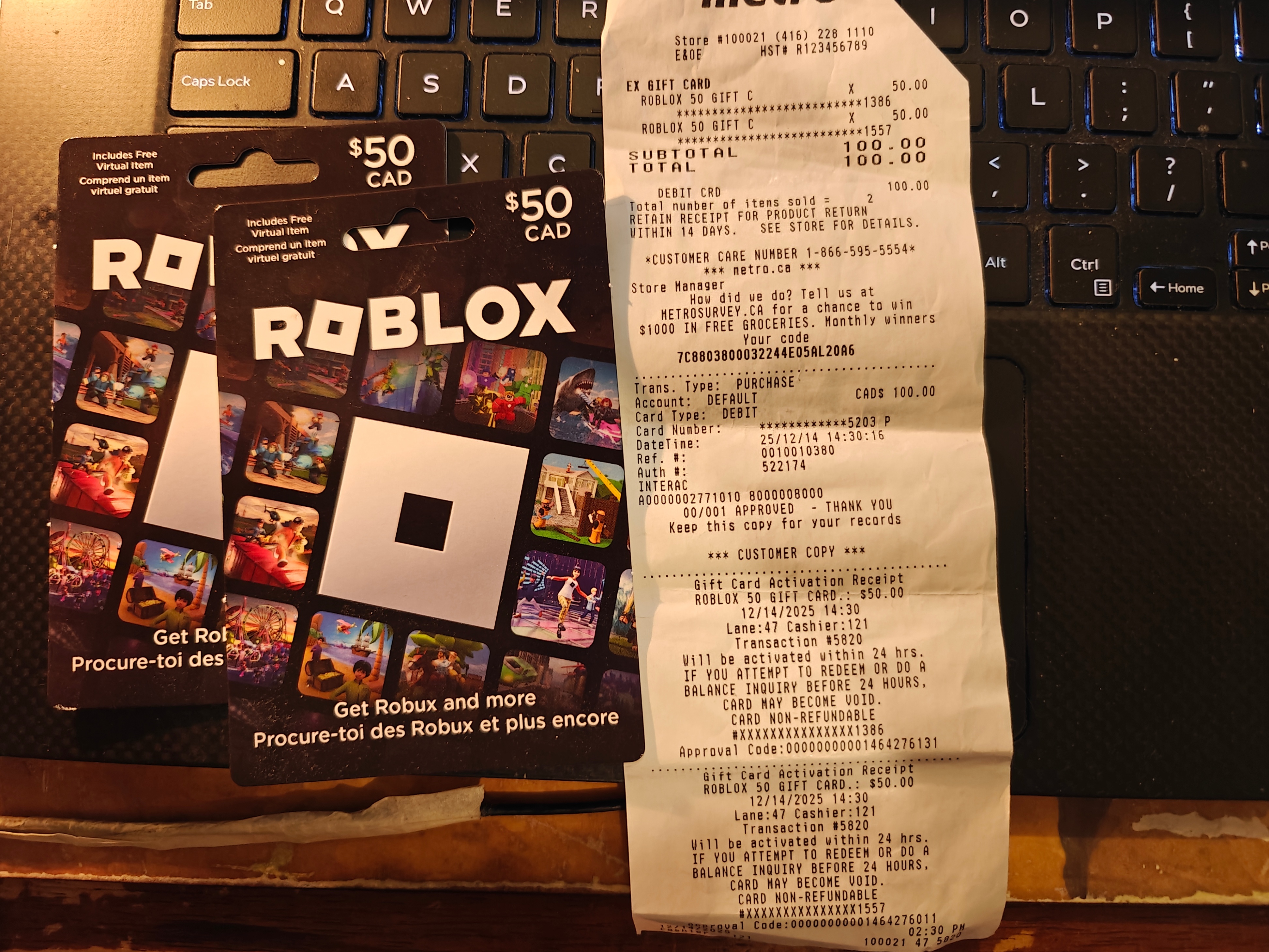 Roblox $50 Gift Card - Two