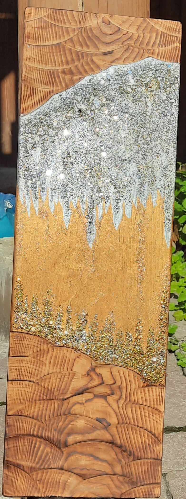 Handmade Wood & Glitter Art