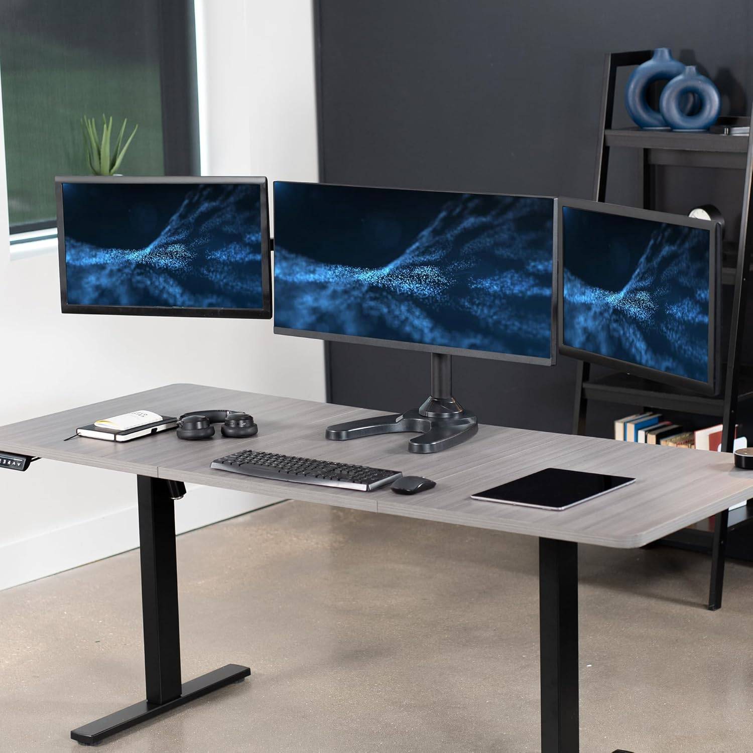 New VIVO Triple Computer Monitor Free Standing Desk Mount