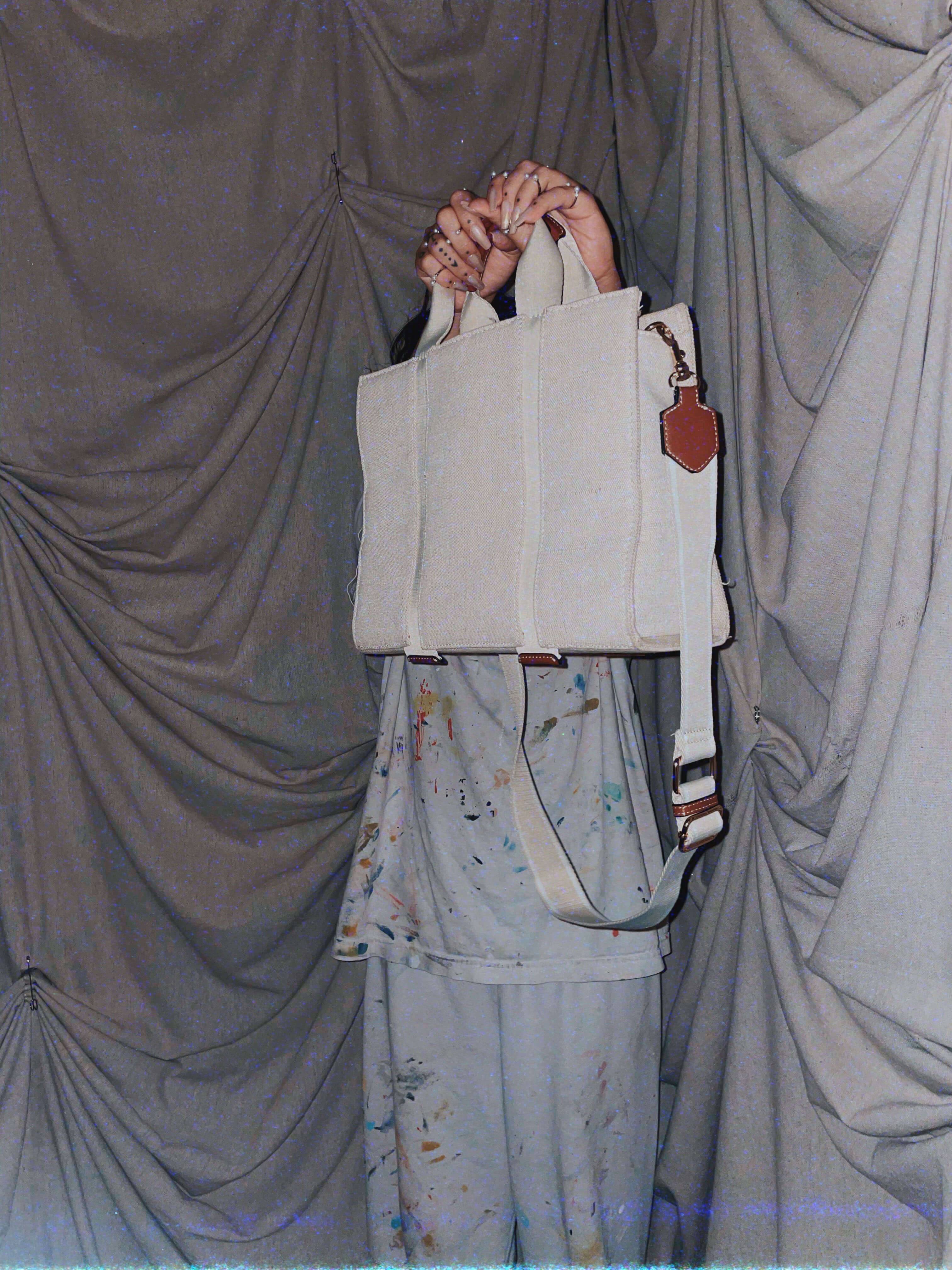 off white canvas canvas purse / crossover bag - photo 3