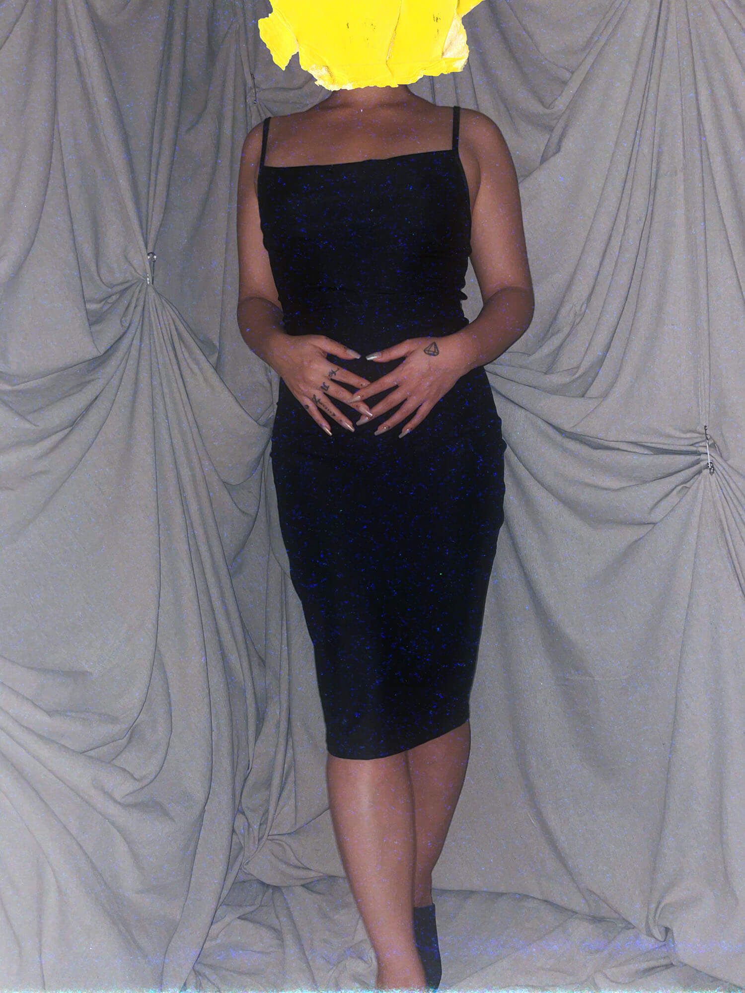 little black dress ★ midi bodycon scoop neck stretchy - photo 3