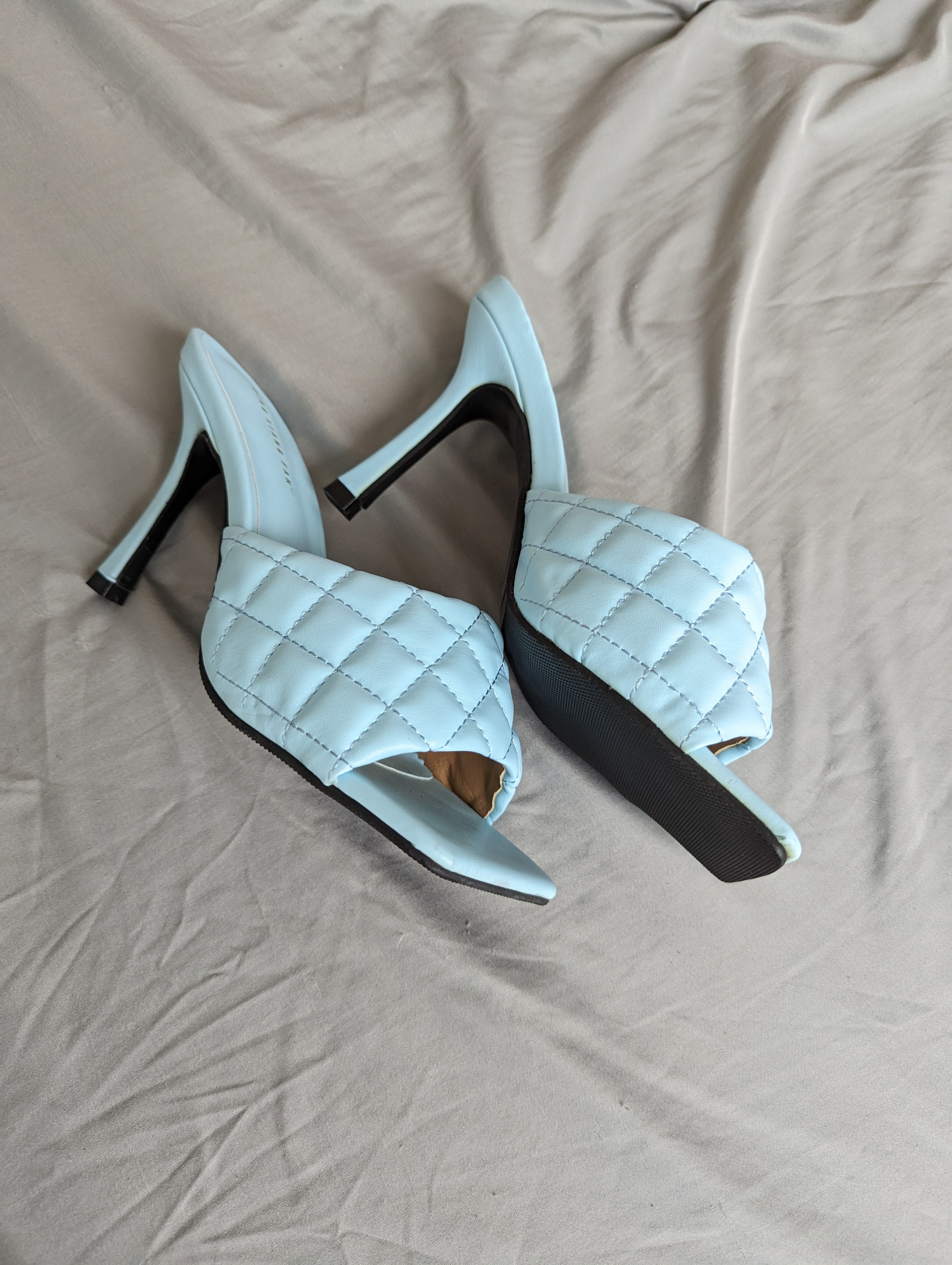 Light Blue Square Toe Mule