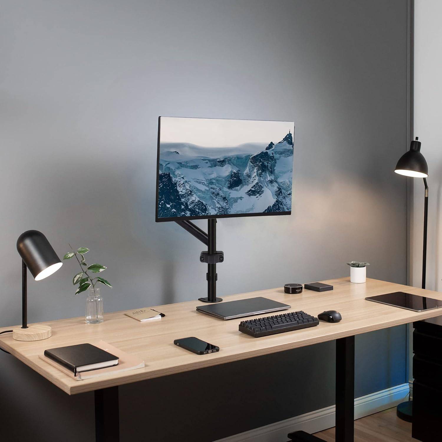 New VIVO Black Pole Mount Monitor Arm - 17" to 32"