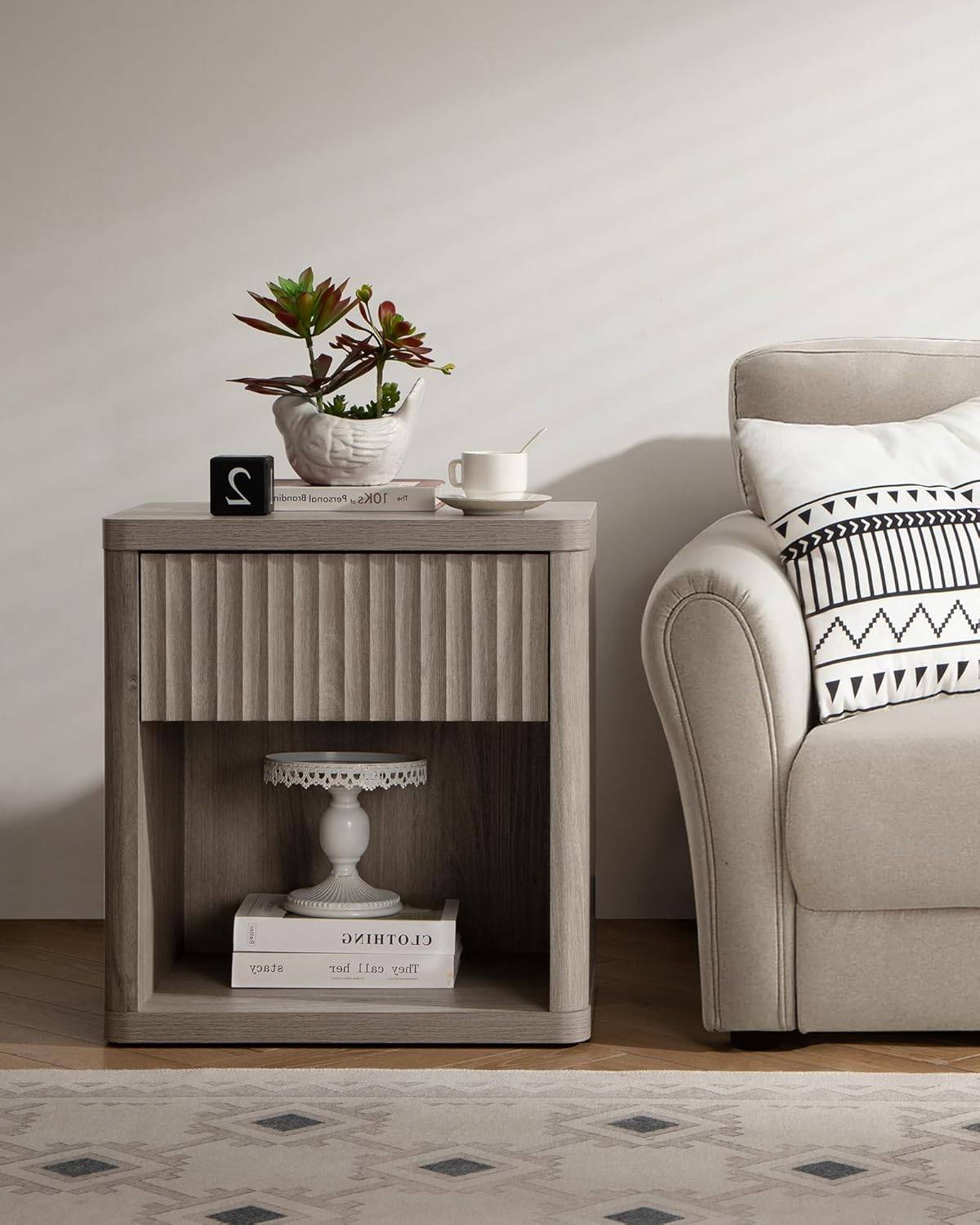 SICOTAS Fluted Nightstand with Drawer, Alder, NS1R1824/2324 - photo 2