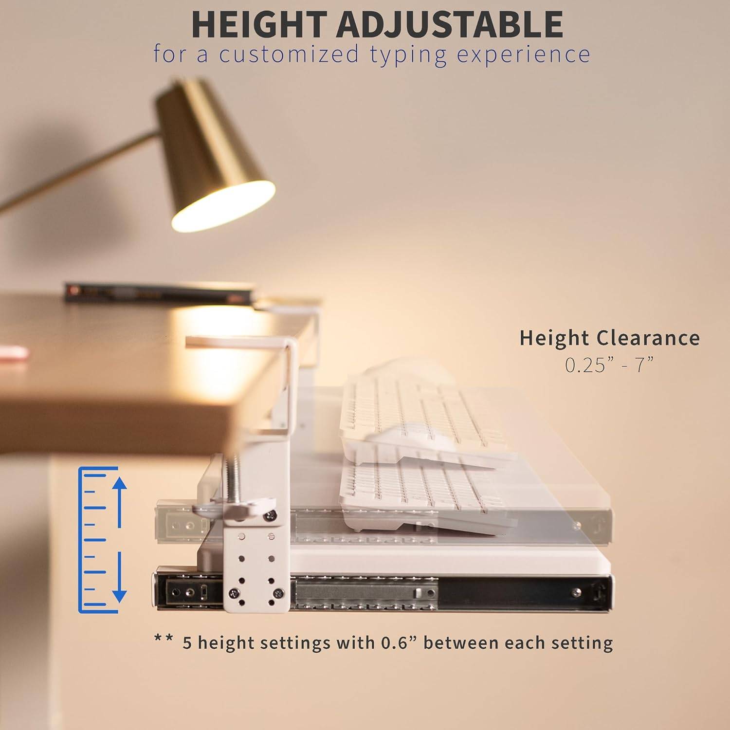 New VIVO Large Height Adjustable Under Desk Keyboard Tray White - photo 3