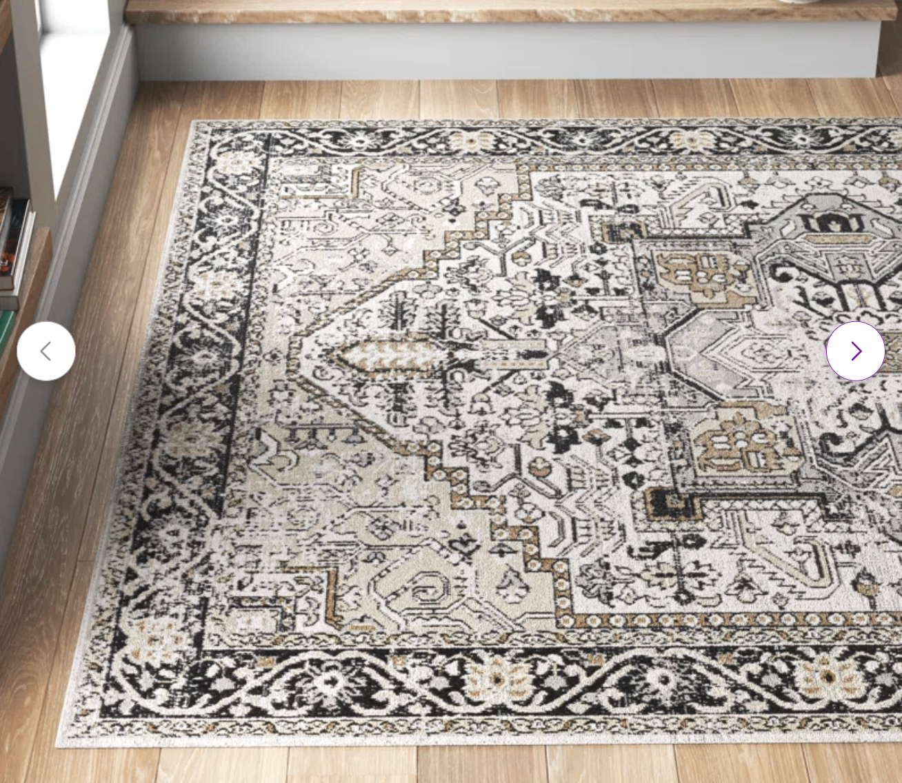 Haughton Machine Washable Oriental Black/Taupe Area Rug;free pad