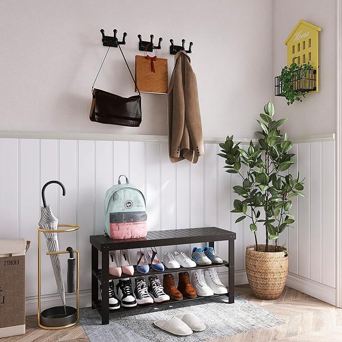Bamboo Shoe Rack Bench, 3-Tier Shoe Shelf Organizer. - photo 3