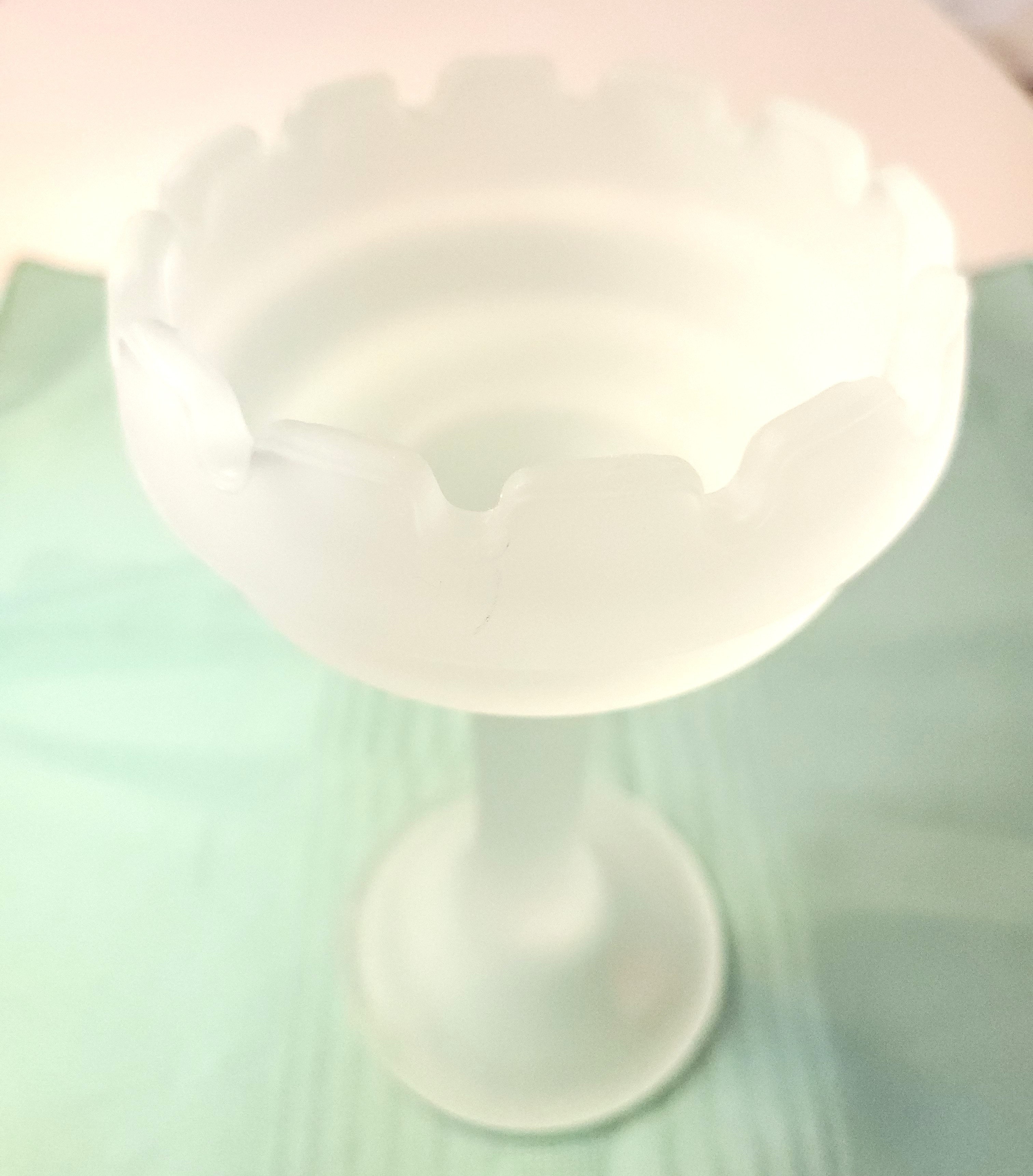 1990s Frosted Satin Glass Castle Turret Pedestal 7.25”