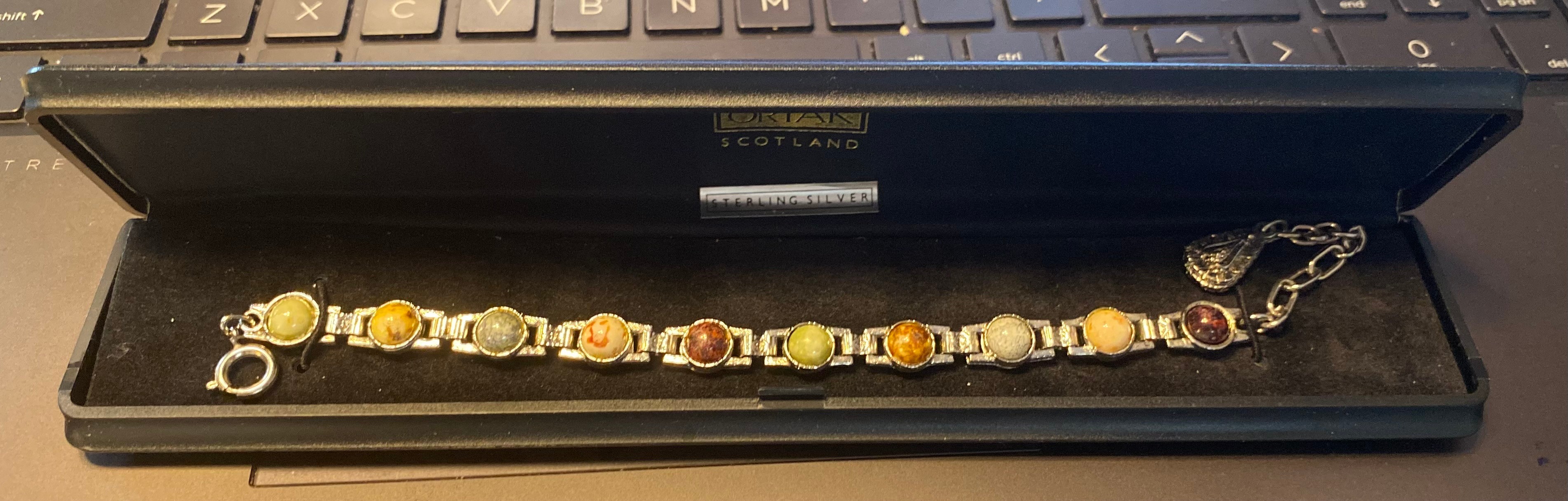 Ortak Scotland Sterling Silver Bracelet w/Baltic Amber